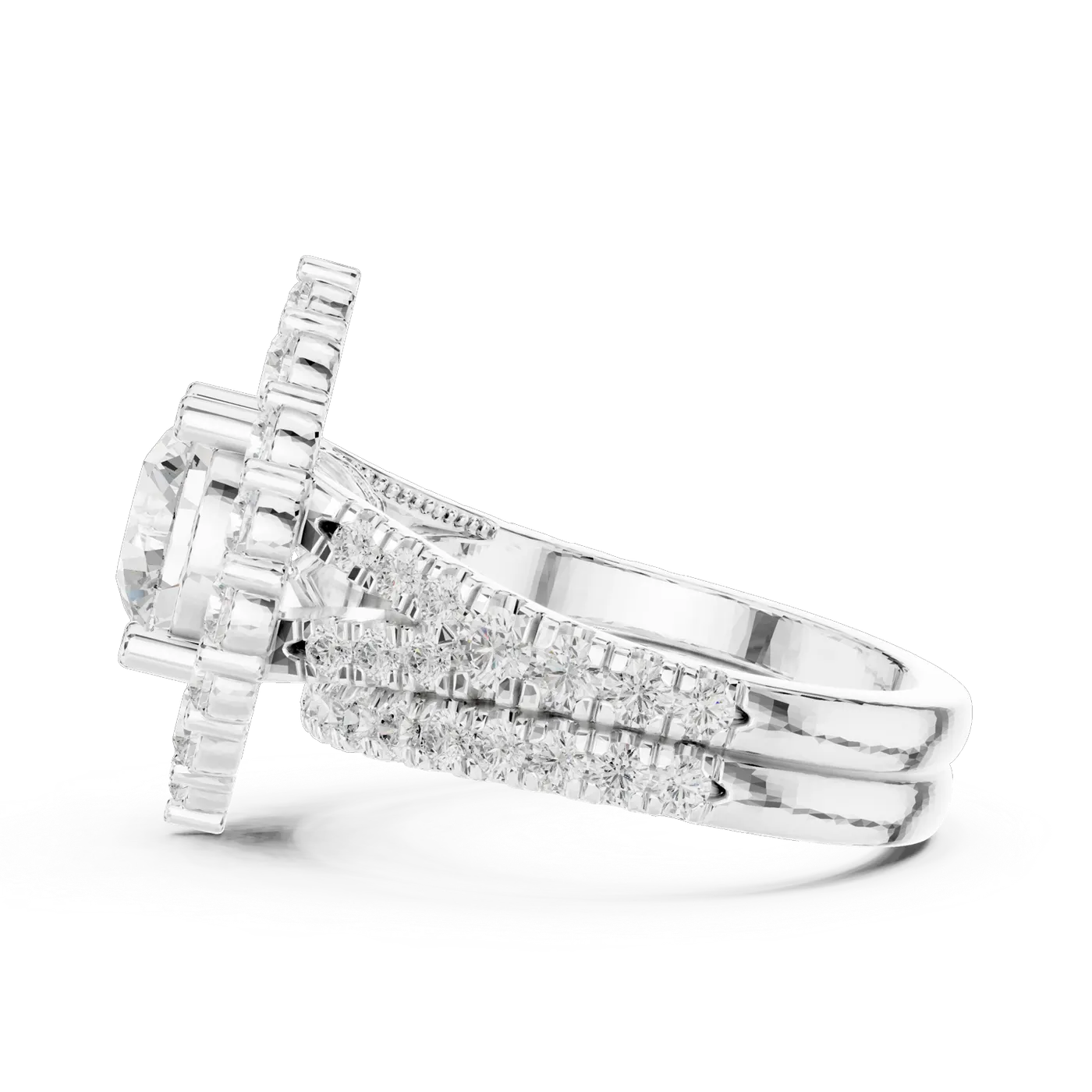 Bague de fiançailles Marguerite 1,58 ct n°2 en or blanc 18 carats, diamant rond, vue 3