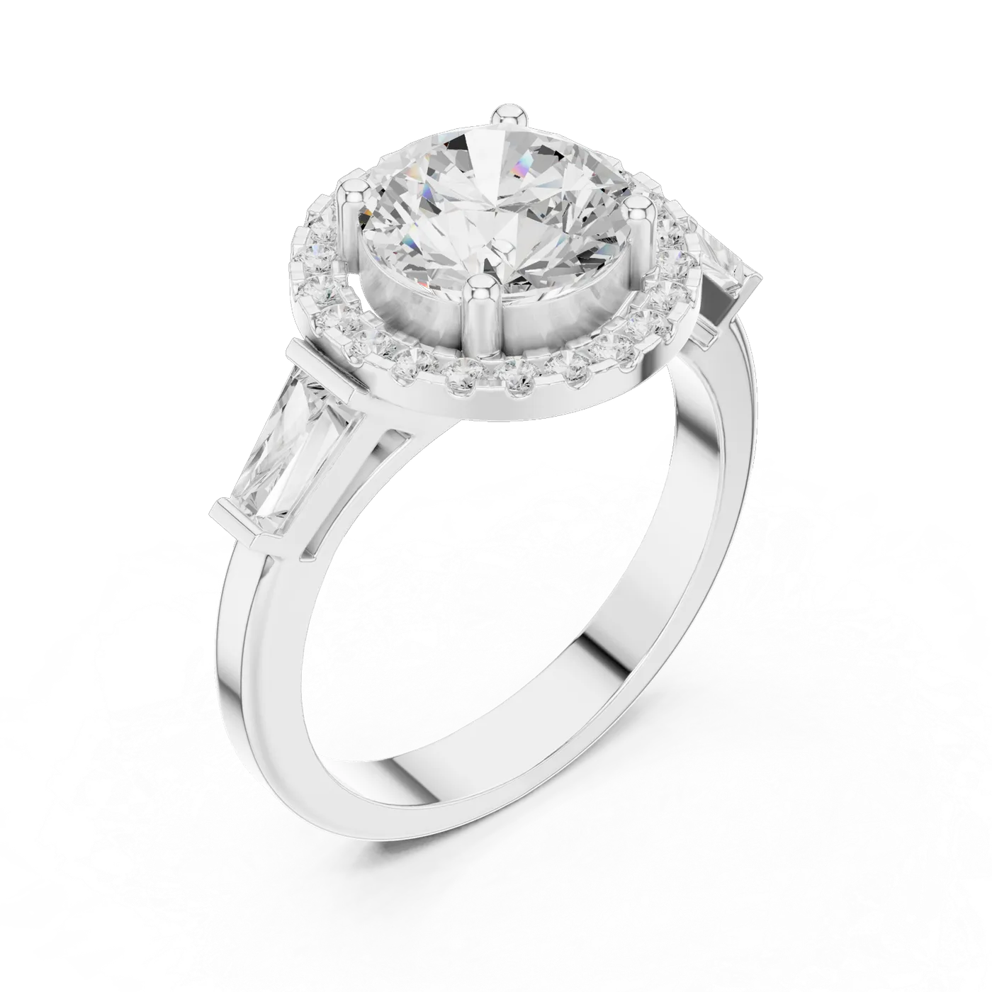 Bague de fiançailles Marguerite 1,92 ct n°5 en or blanc 18 carats, diamant rond, vue 2
