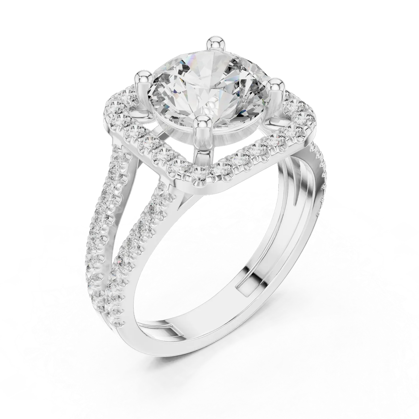 Bague de fiançailles Marguerite 2,07 ct n°3 en or blanc 18 carats, diamant rond, vue 2
