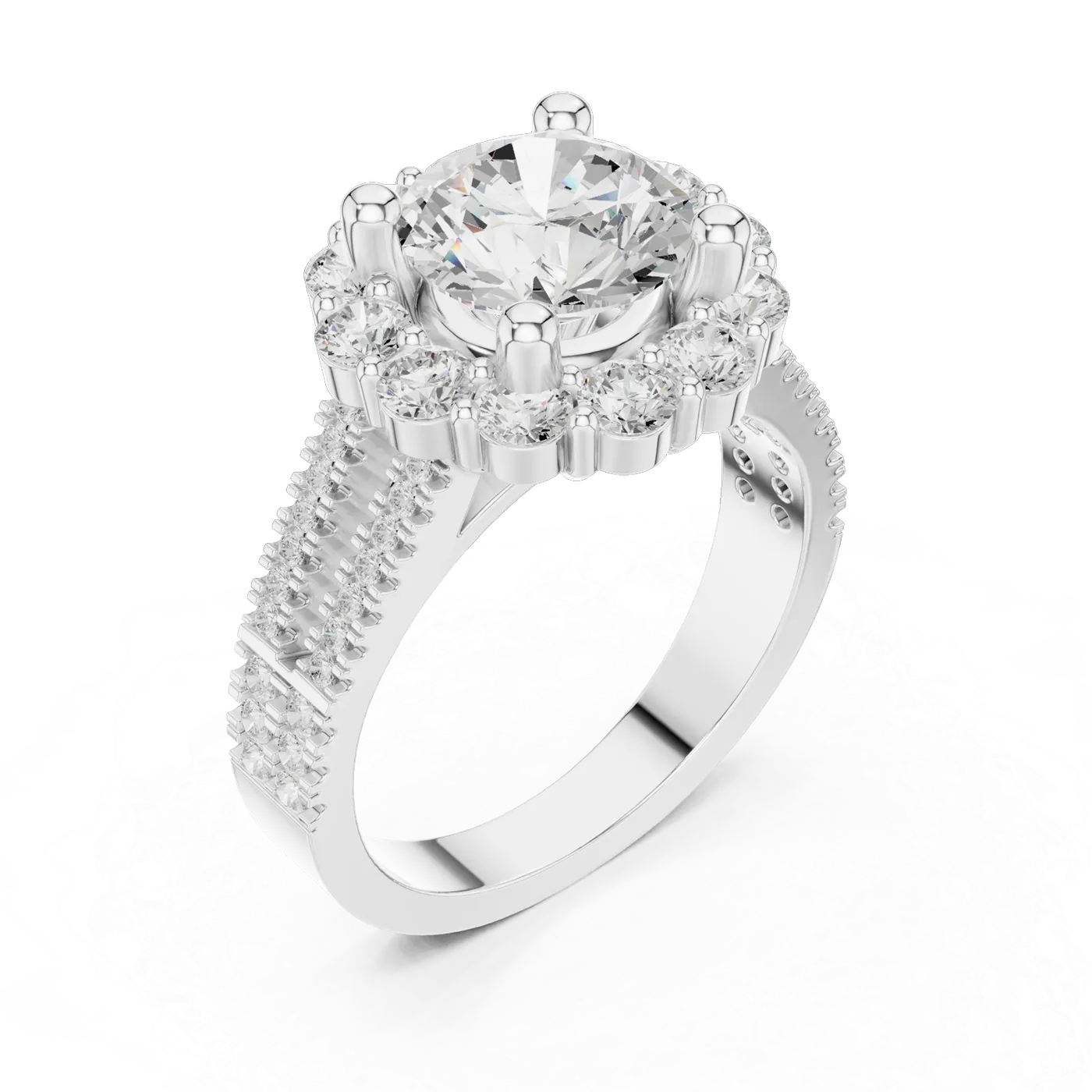 Bague de fiançailles Marguerite 2,07 ct n°4 en or blanc 18 carats, diamant rond, vue 2