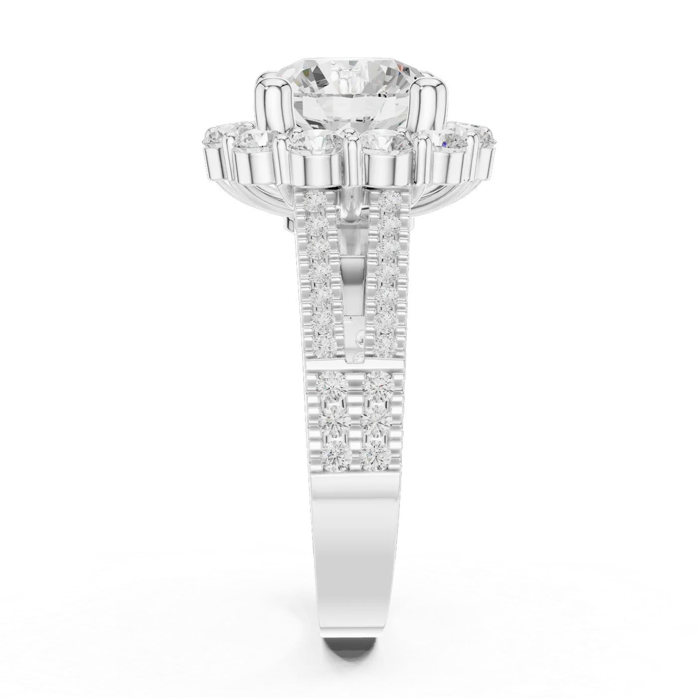 Bague de fiançailles Marguerite 2,07 ct n°4 en or blanc 18 carats, diamant rond, vue 3