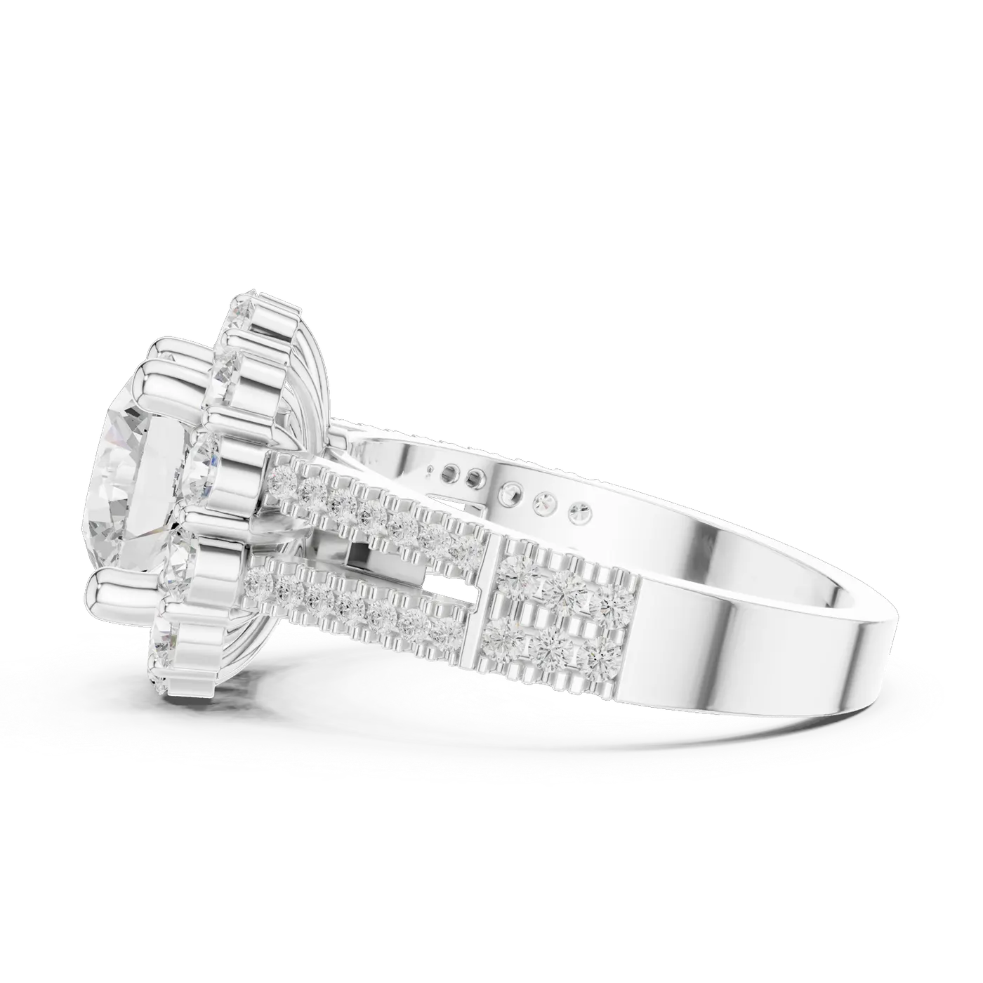 Bague de fiançailles Marguerite 2,07 ct n°4 en or blanc 18 carats, diamant rond, vue 4
