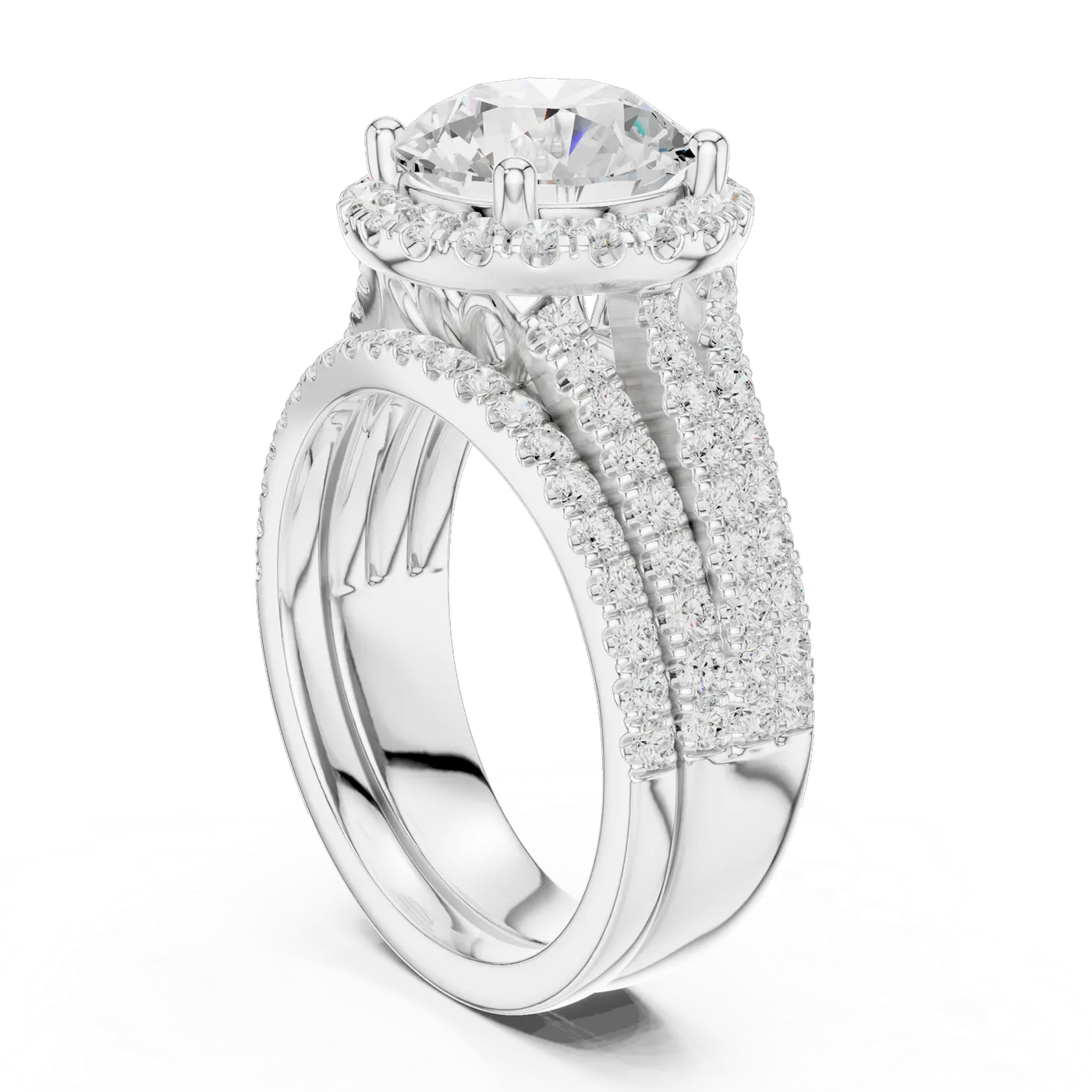 Bague de fiançailles Marguerite 2,47 ct en or blanc 18 carats, diamant rond, vue 1