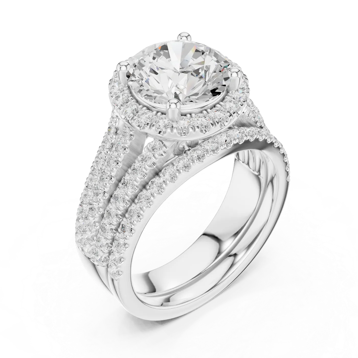 Bague de fiançailles Marguerite 2,47 ct en or blanc 18 carats, diamant rond, vue 2
