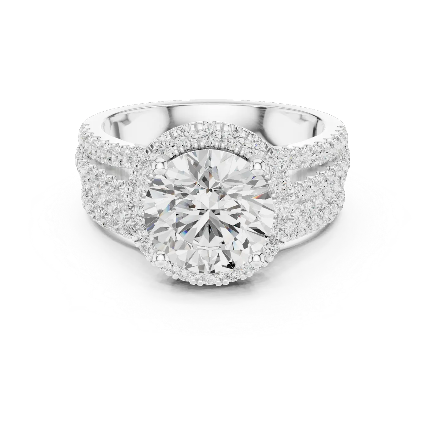 Bague de fiançailles Marguerite 2,47 ct en or blanc 18 carats, diamant rond, vue 4