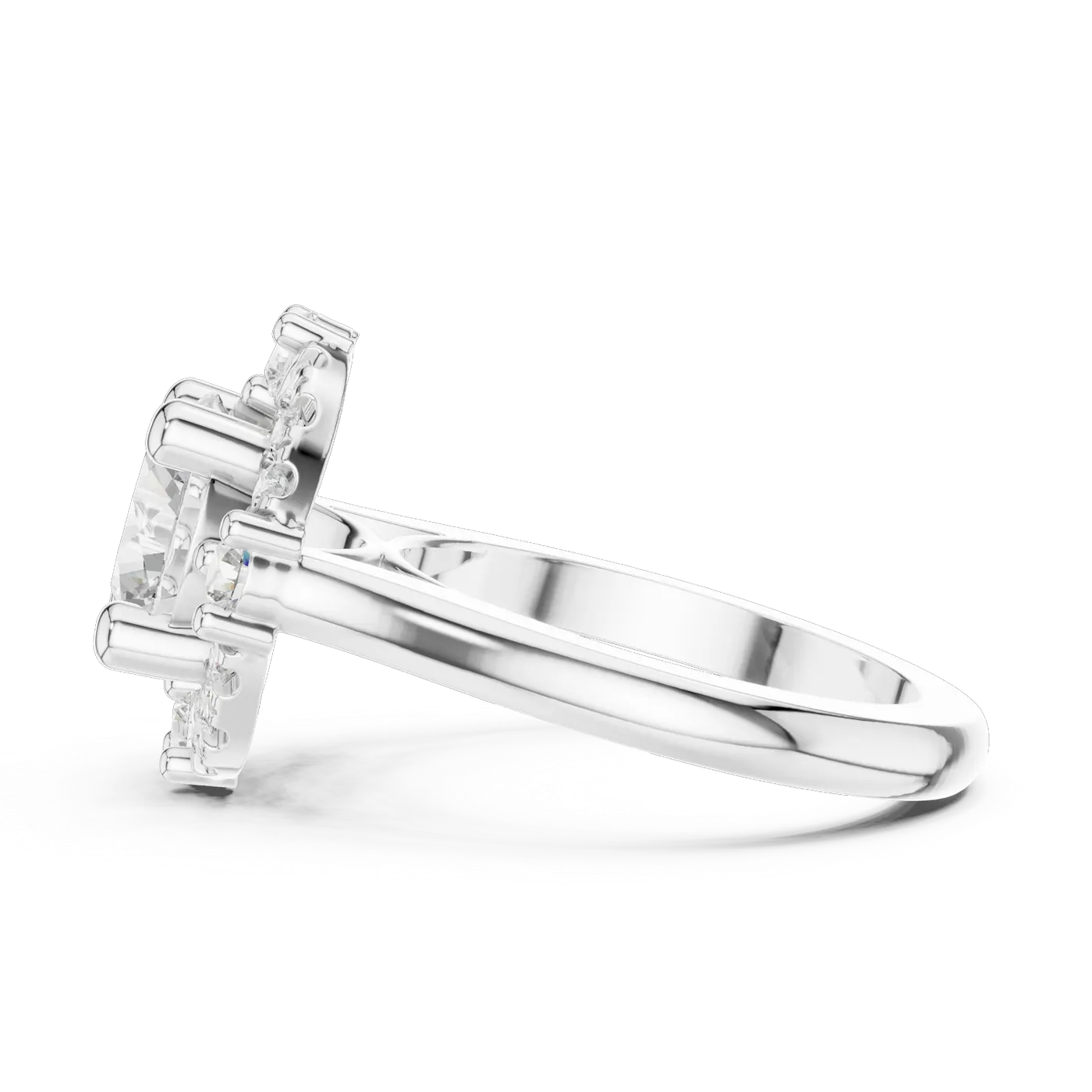 Bague de fiançailles Marguerite 3,11 ct en or blanc 18 carats, diamant rond, vue 3