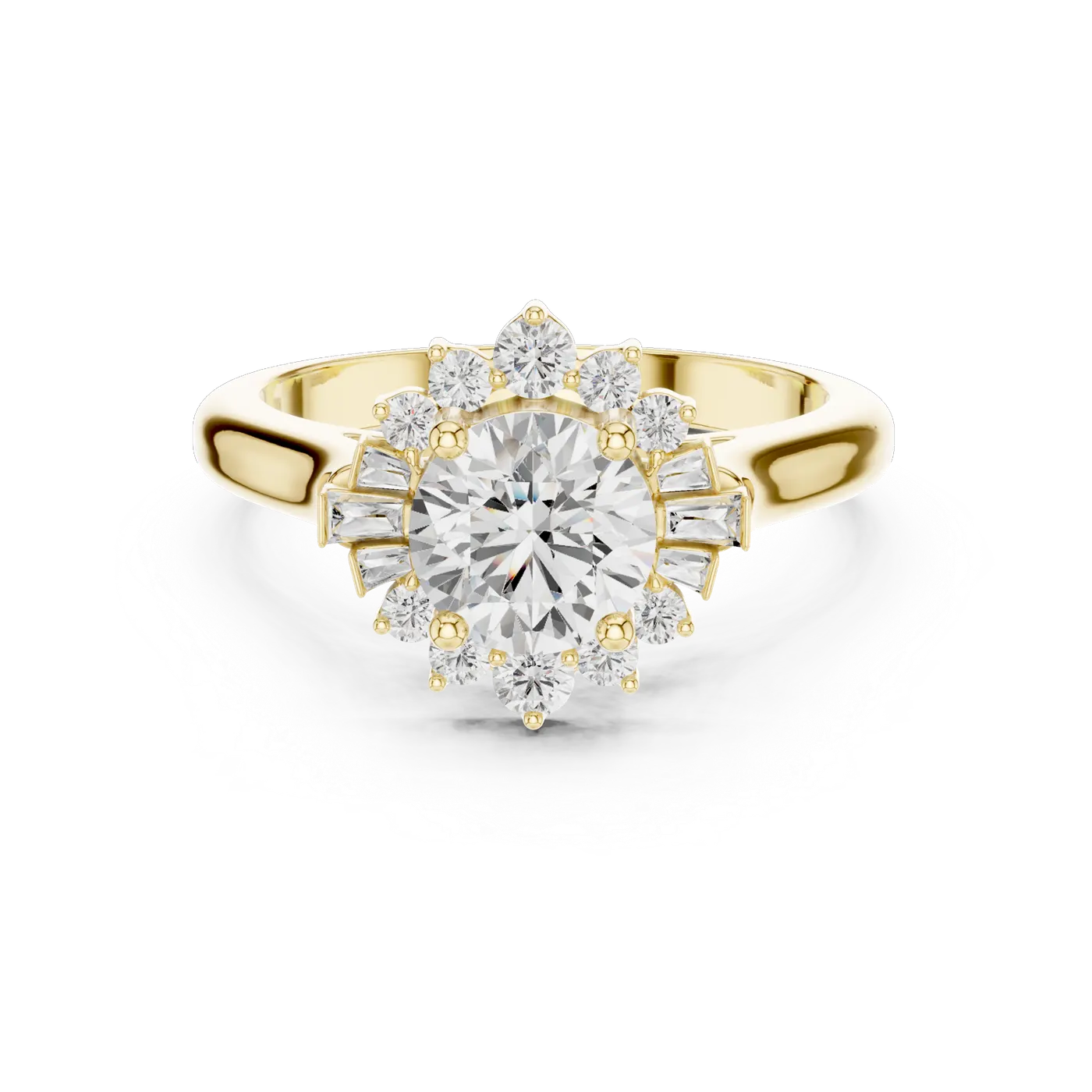 Bague de fiançailles Marguerite 0,98 ct en or jaune 18 carats, diamant rond, vue 4