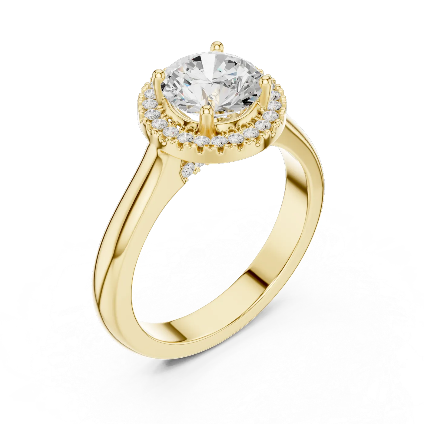 Bague de fiançailles Marguerite 1,29 ct en or jaune 18 carats, diamant rond, vue 2
