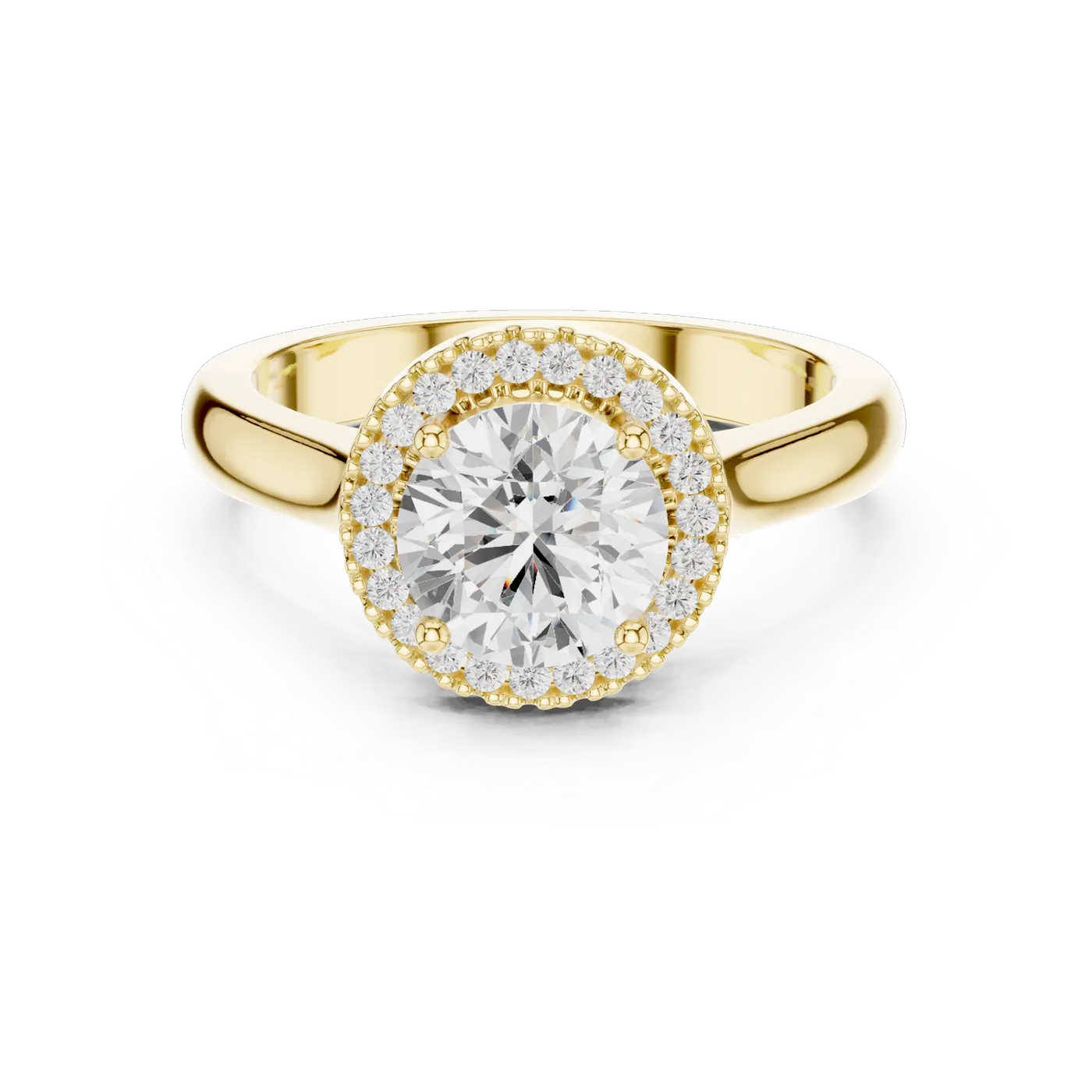Bague de fiançailles Marguerite 1,29 ct en or jaune 18 carats, diamant rond, vue 4