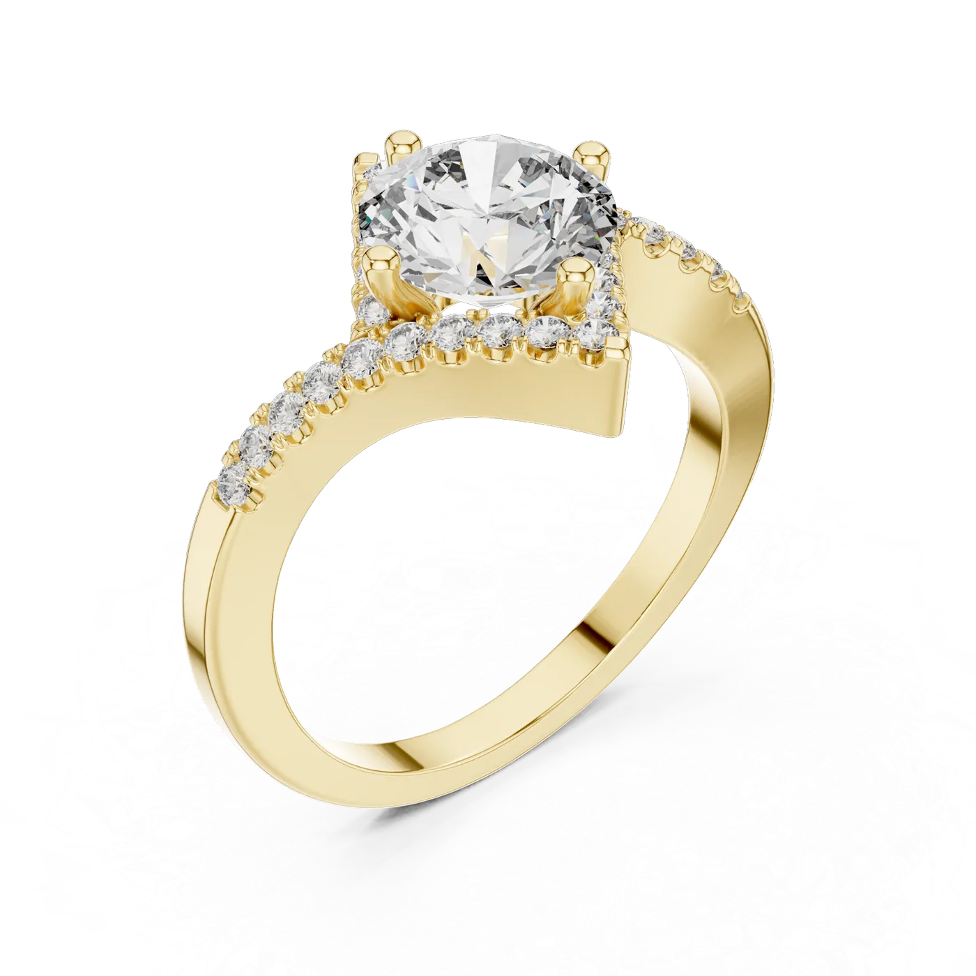 Bague de fiançailles Marguerite 1,46 ct n°2 en or jaune 18 carats, diamant rond, vue 2
