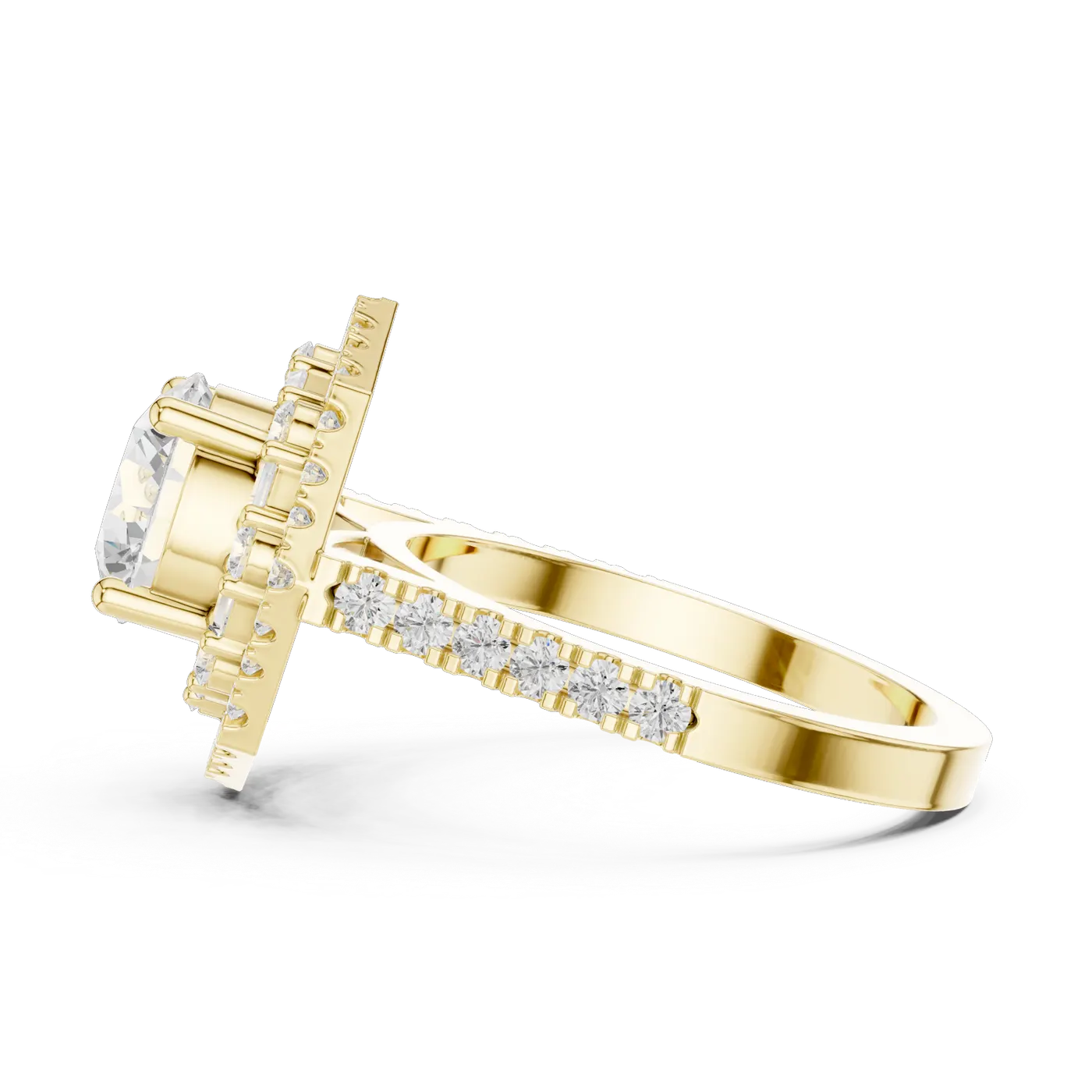 Bague de fiançailles Marguerite 1,52 ct en or jaune 18 carats, diamant rond, vue 3