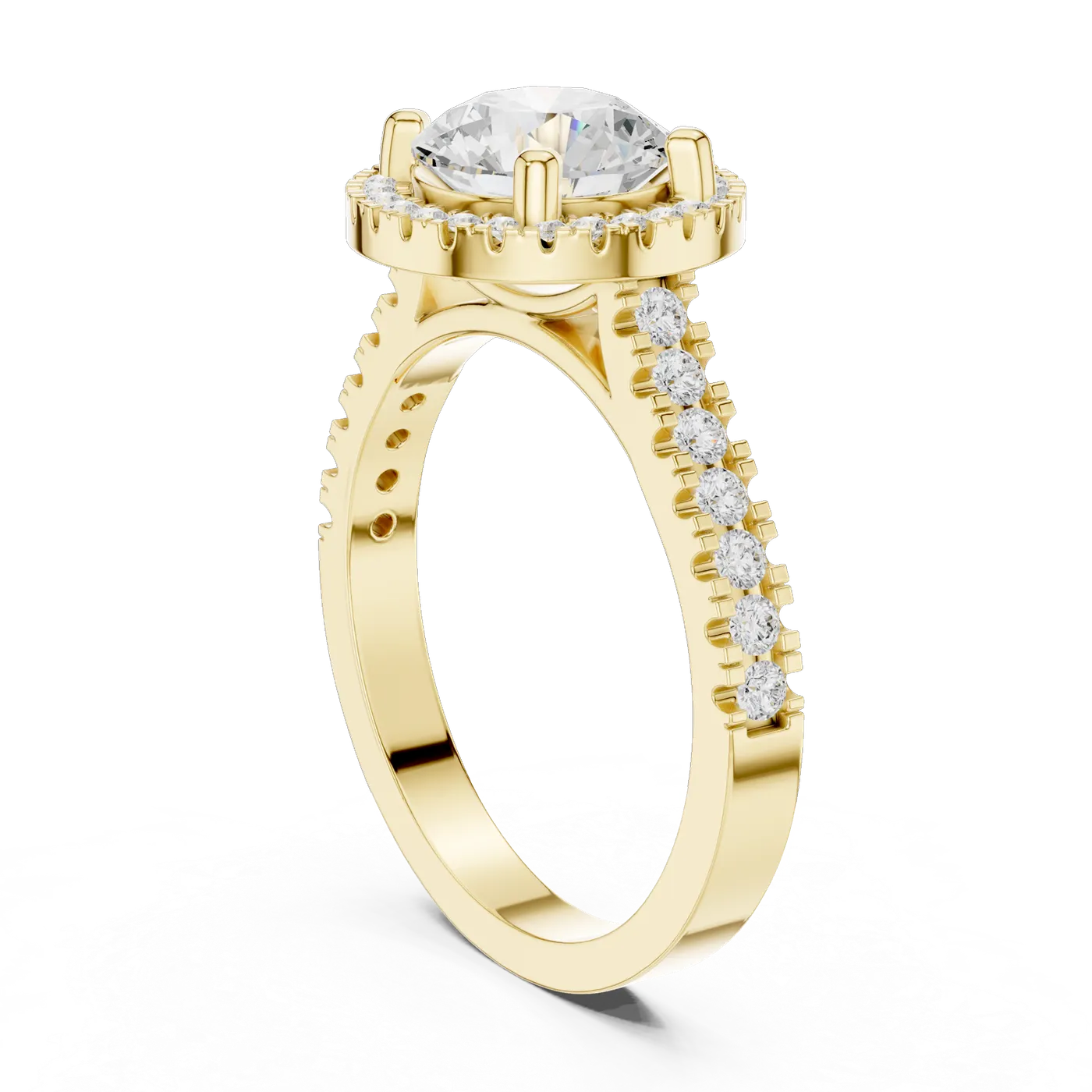Bague de fiançailles Marguerite 1,52 ct n°2 en or jaune 18 carats, diamant rond, vue 1