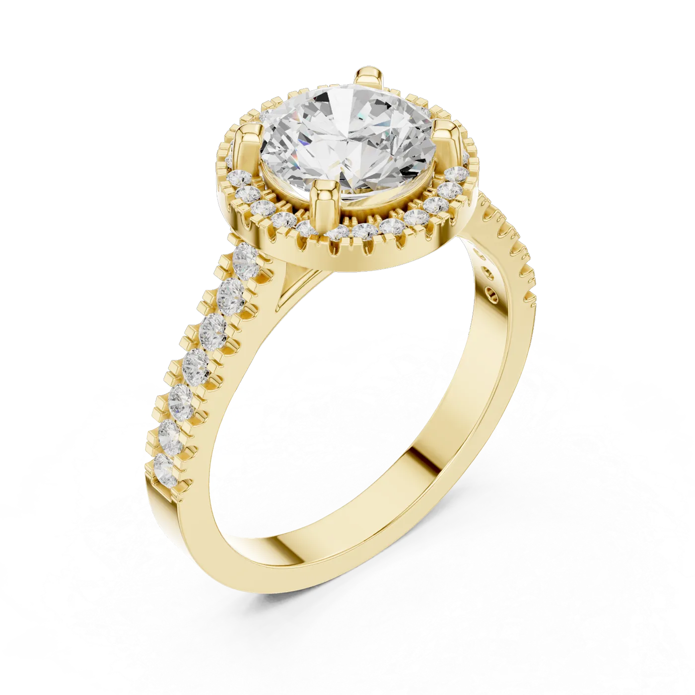 Bague de fiançailles Marguerite 1,52 ct n°2 en or jaune 18 carats, diamant rond, vue 2