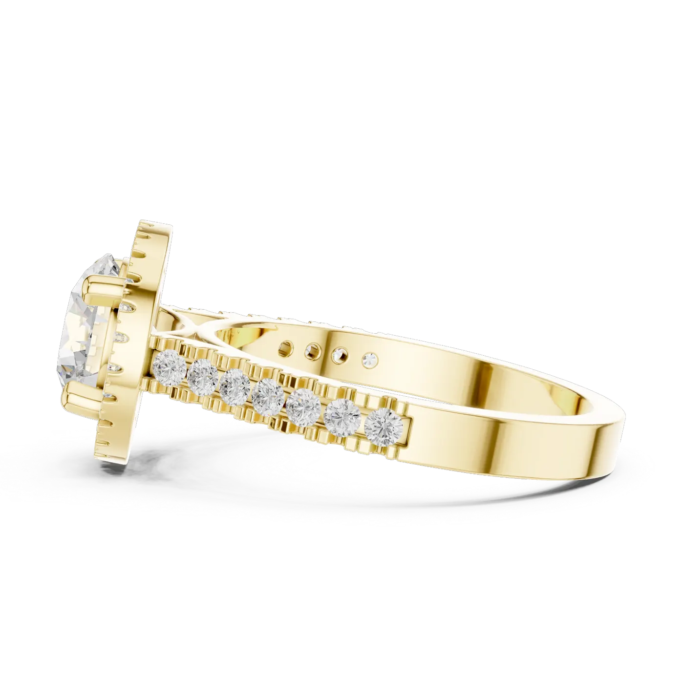 Bague de fiançailles Marguerite 1,52 ct n°2 en or jaune 18 carats, diamant rond, vue 4