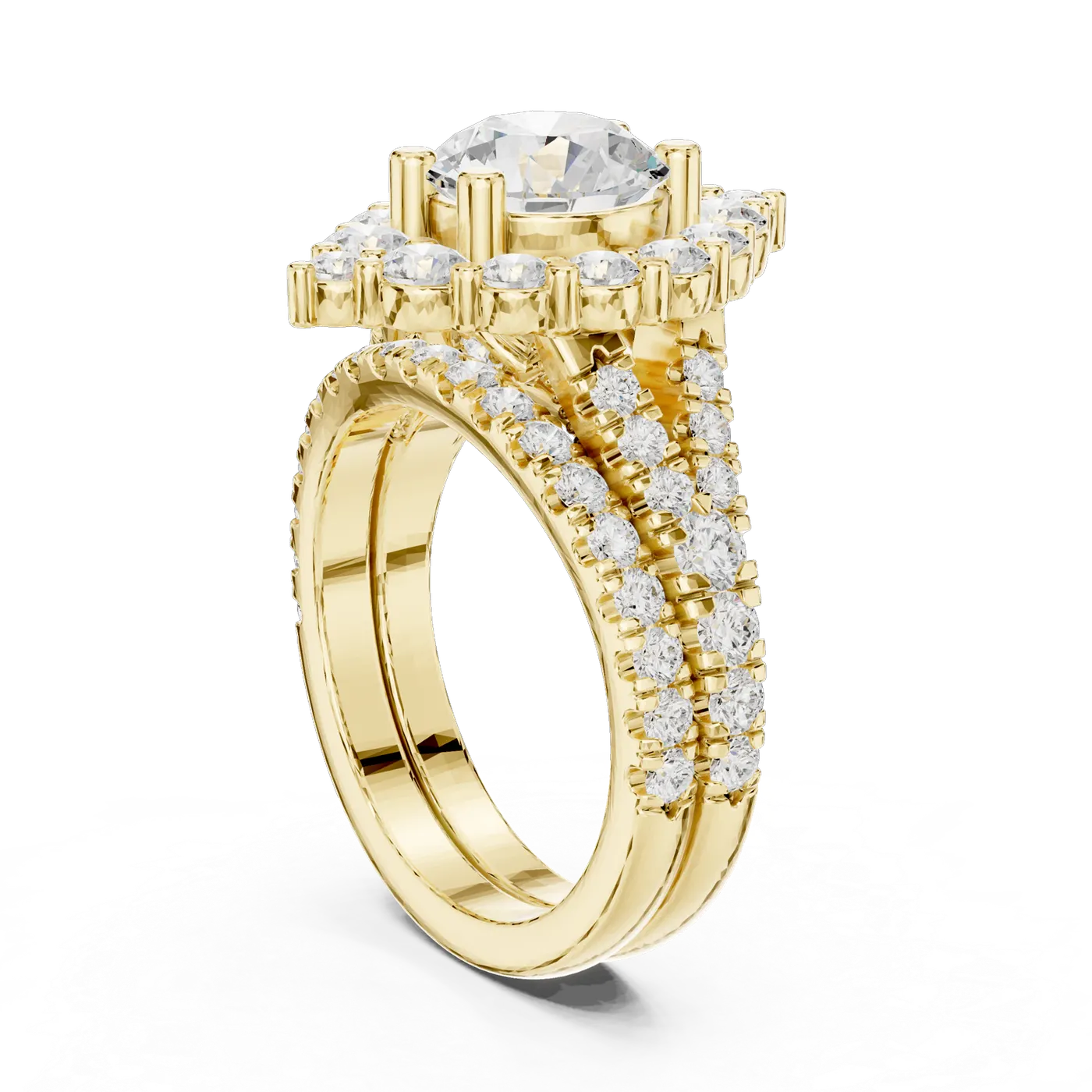 Bague de fiançailles Marguerite 1,58 ct n°2 en or jaune 18 carats, diamant rond, vue 1