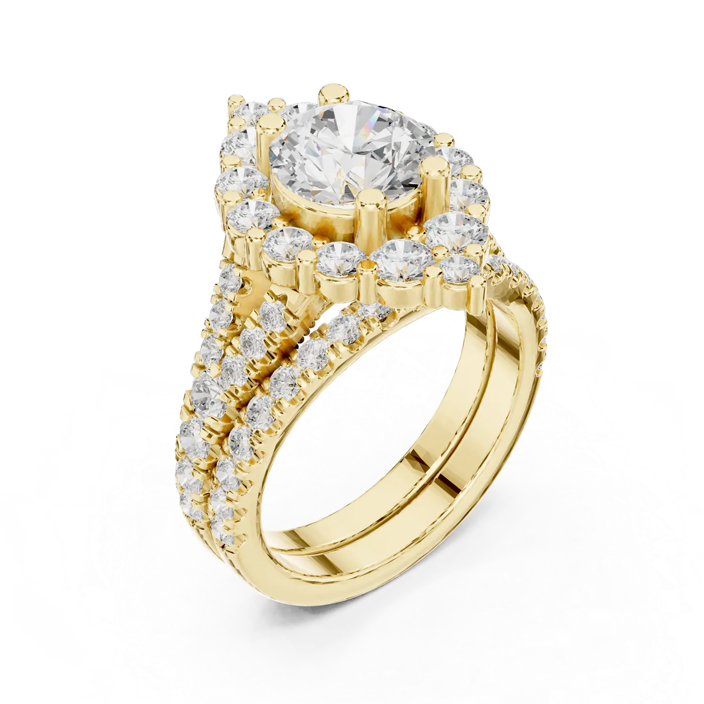 Bague de fiançailles Marguerite 1,58 ct n°2 en or jaune 18 carats, diamant rond, vue 2
