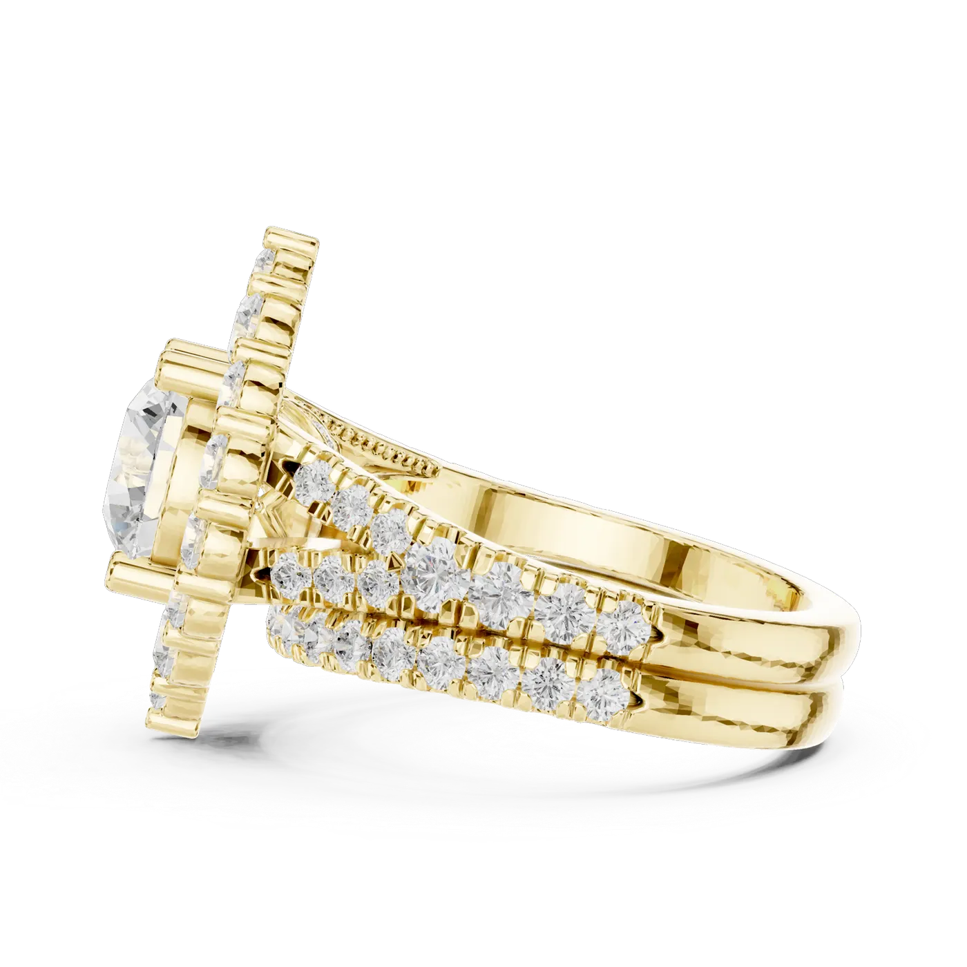 Bague de fiançailles Marguerite 1,58 ct n°2 en or jaune 18 carats, diamant rond, vue 3