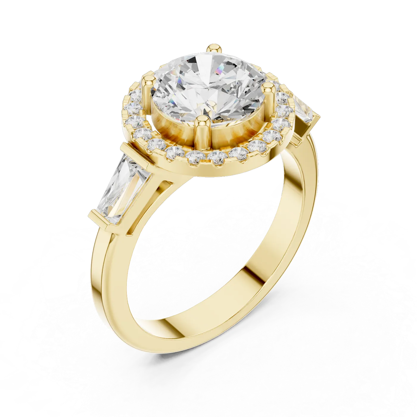 Bague de fiançailles Marguerite 1,92 ct n°5 en or jaune 18 carats, diamant rond, vue 2