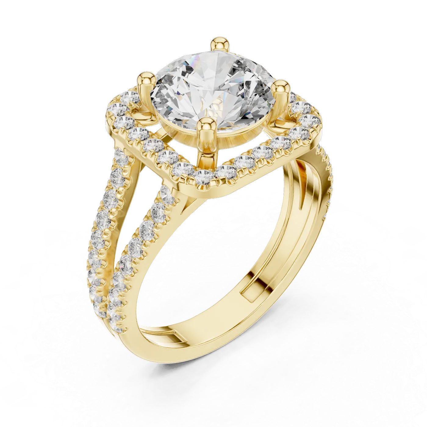 Bague de fiançailles Marguerite 2,07 ct n°3 en or jaune 18 carats, diamant rond, vue 2