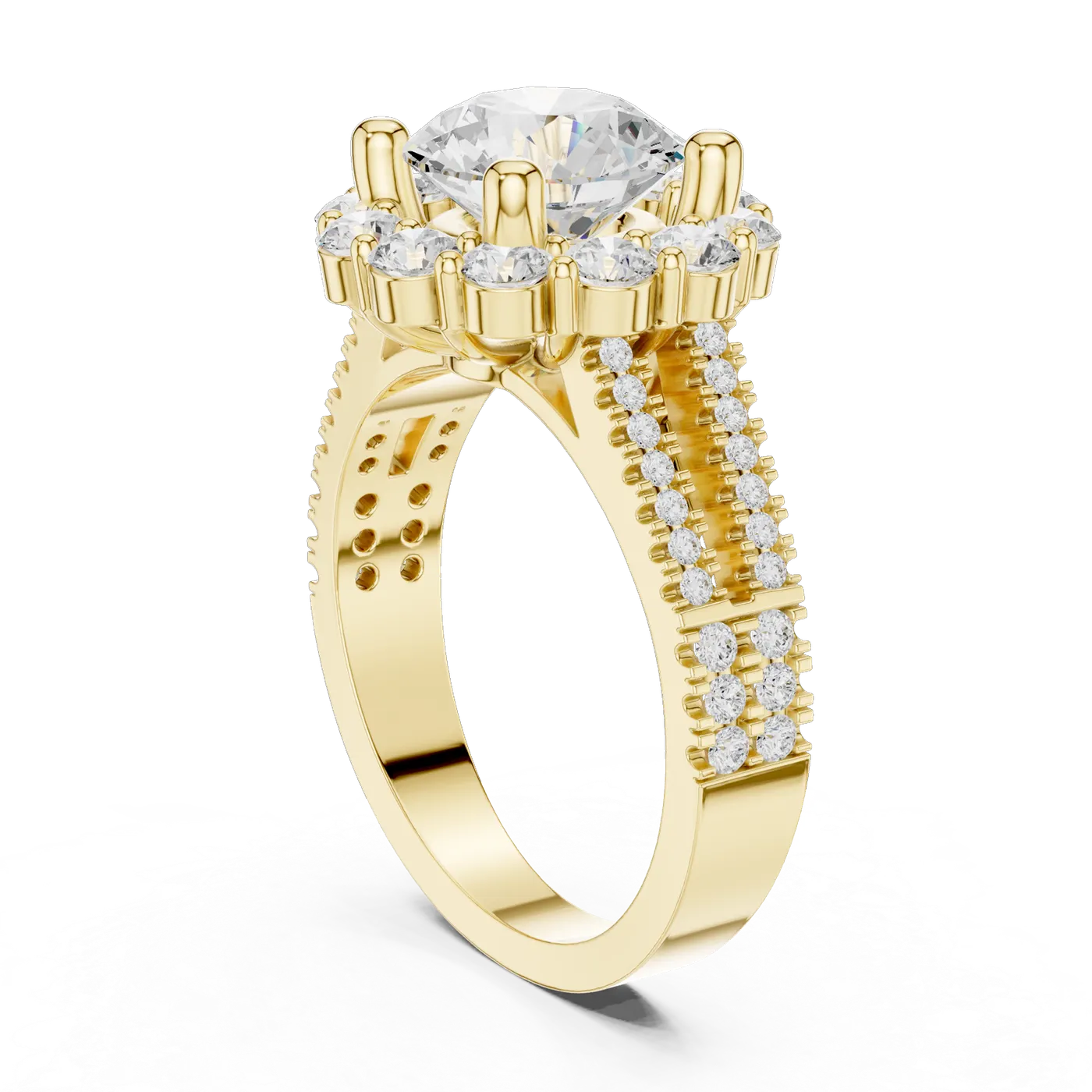 Bague de fiançailles Marguerite 2,07 ct n°4 en or jaune 18 carats, diamant rond, vue 1