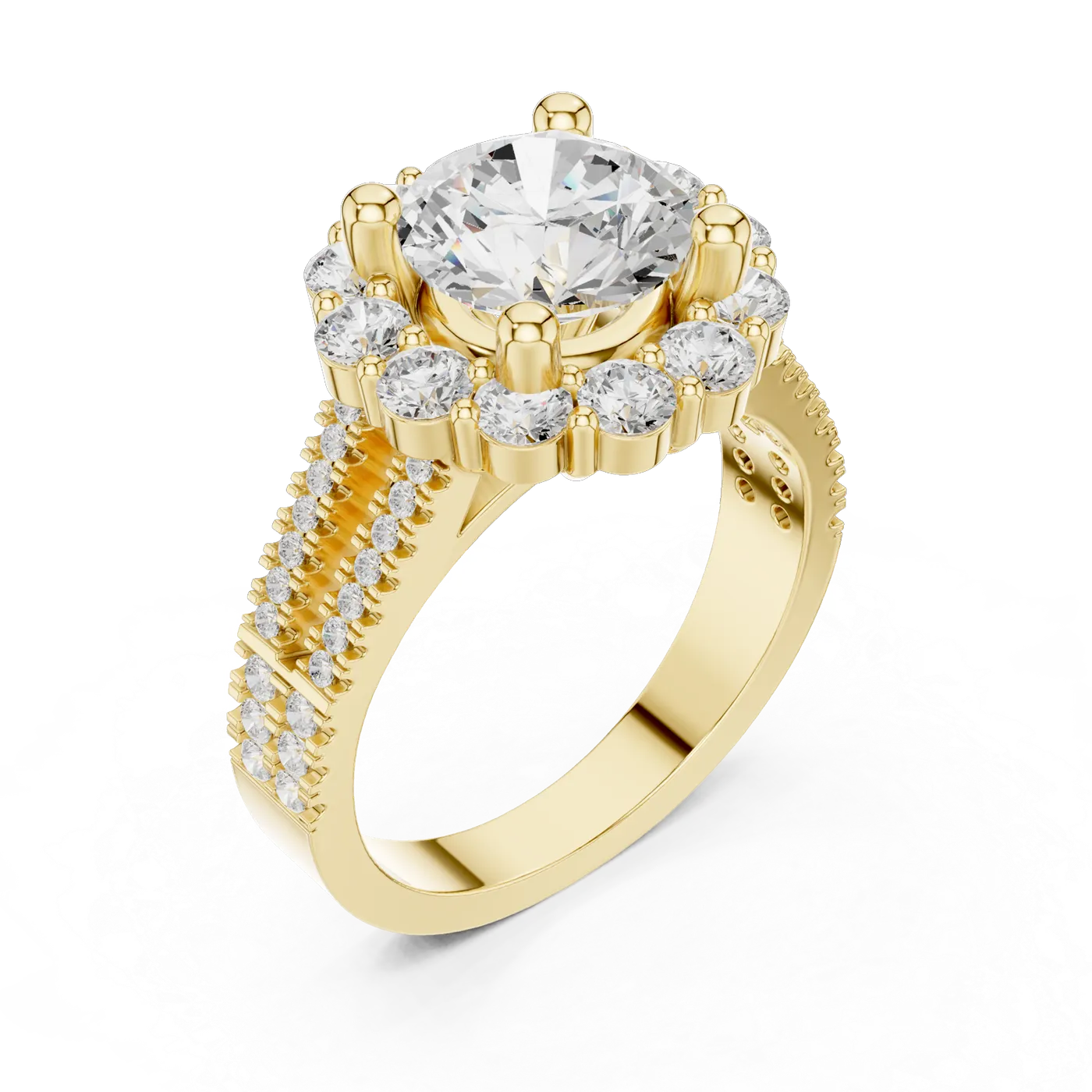 Bague de fiançailles Marguerite 2,07 ct n°4 en or jaune 18 carats, diamant rond, vue 2