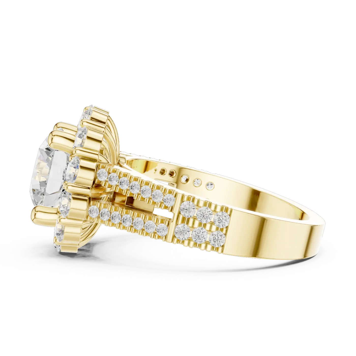 Bague de fiançailles Marguerite 2,07 ct n°4 en or jaune 18 carats, diamant rond, vue 4