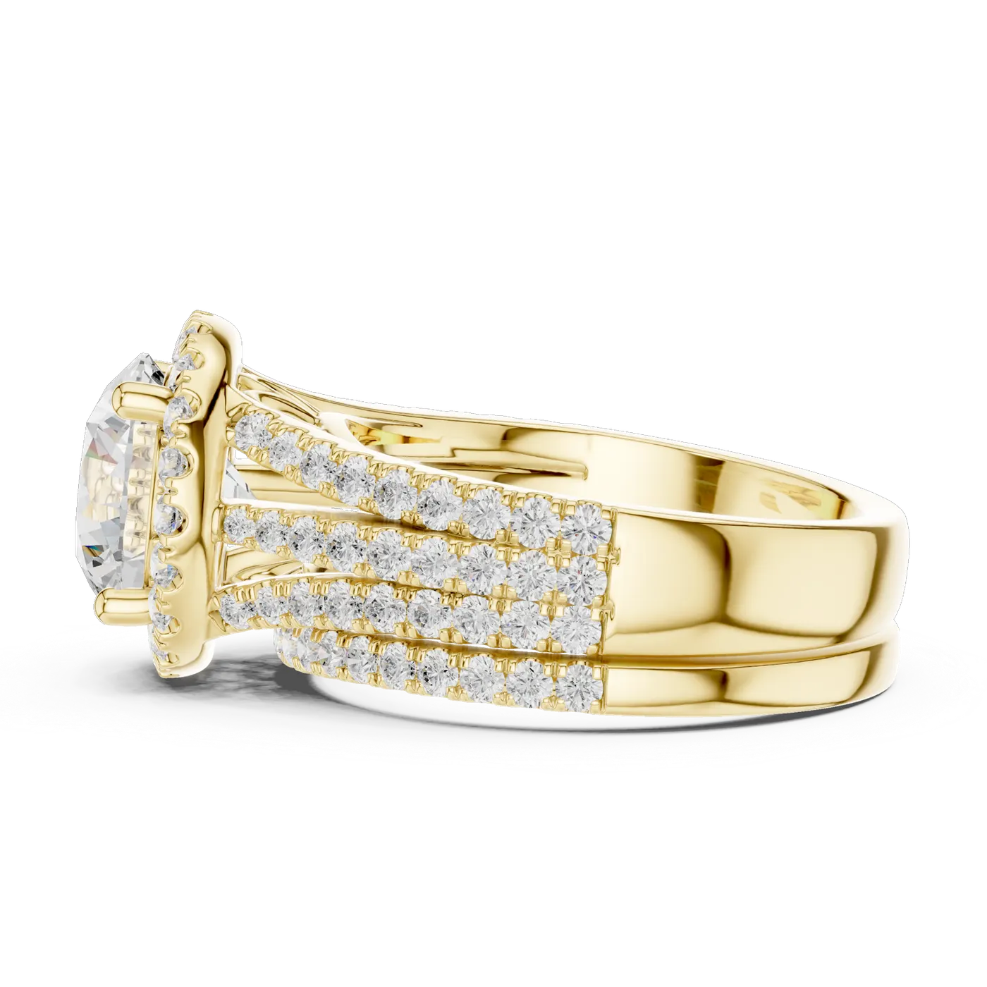 Bague de fiançailles Marguerite 2,47 ct en or jaune 18 carats, diamant rond, vue 3