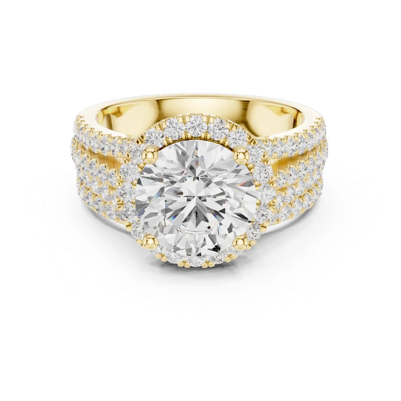 Bague de fiançailles Marguerite 2,47 ct en or jaune 18 carats, diamant rond, vue 4