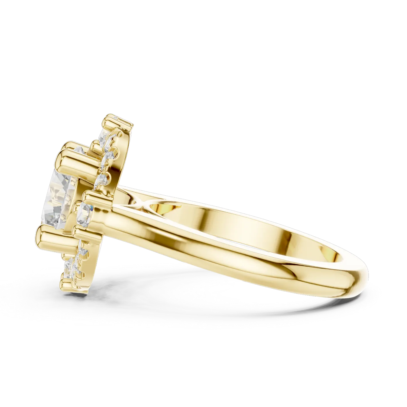 Bague de fiançailles Marguerite 3,11 ct en or jaune 18 carats, diamant rond, vue 3