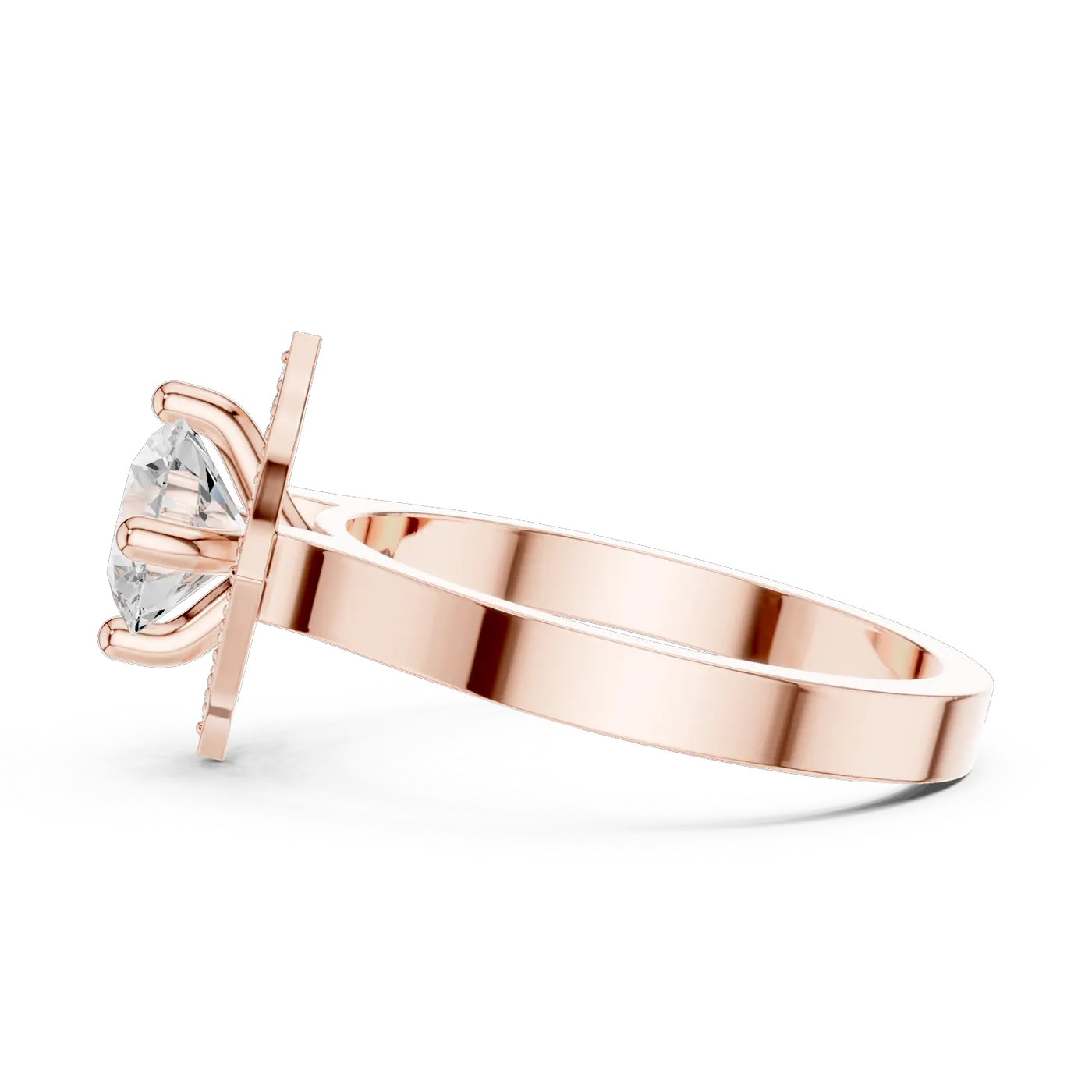 Bague de fiançailles Marguerite 0,90 ct en or rose 18 carats, diamant rond, vue 3