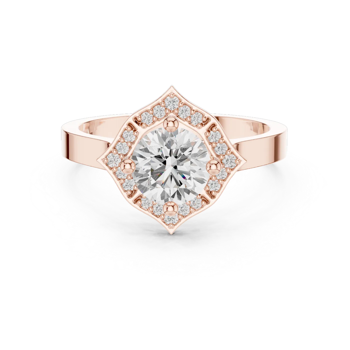 Bague de fiançailles Marguerite 0,90 ct en or rose 18 carats, diamant rond, vue 4