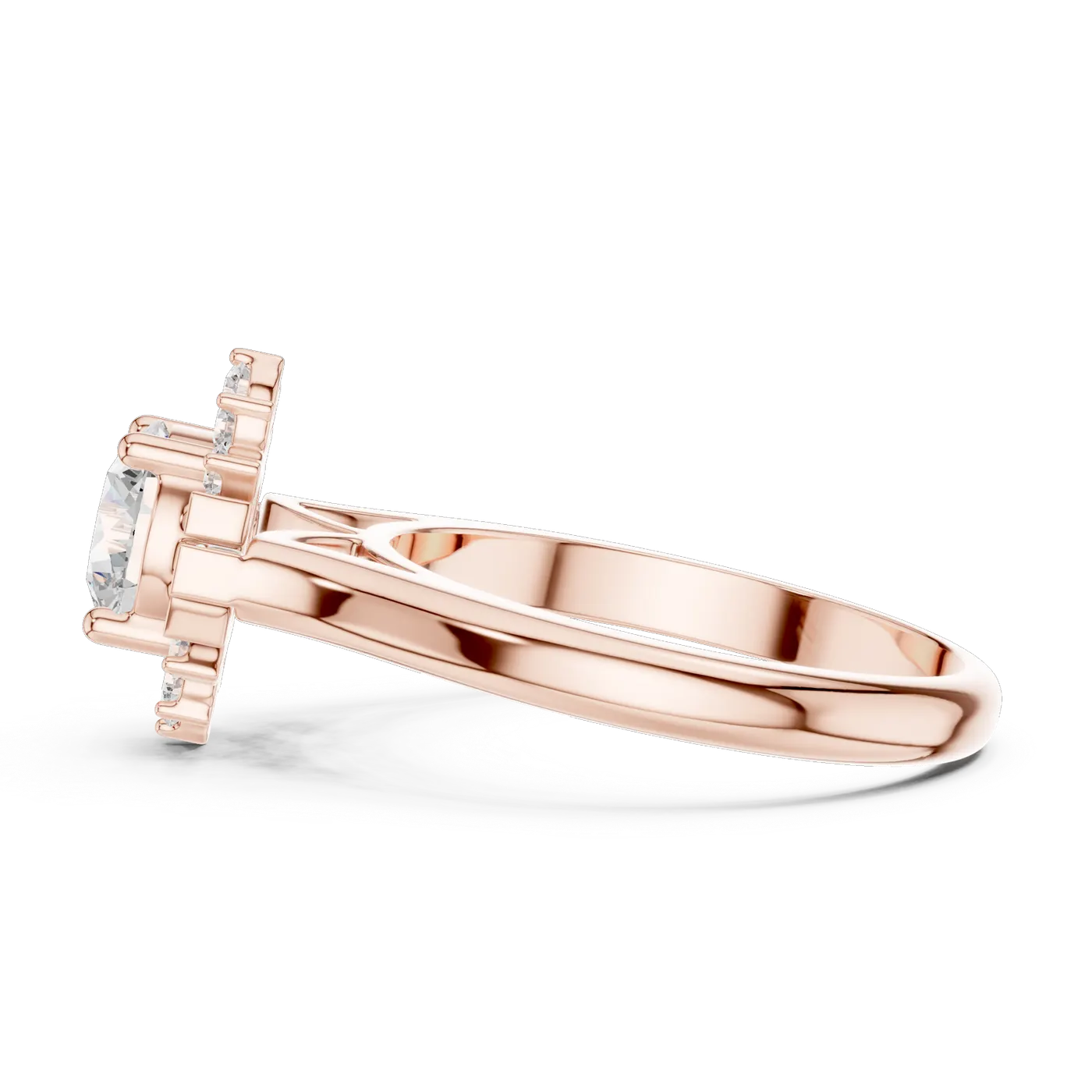 Bague de fiançailles Marguerite 0,98 ct en or rose 18 carats, diamant rond, vue 3