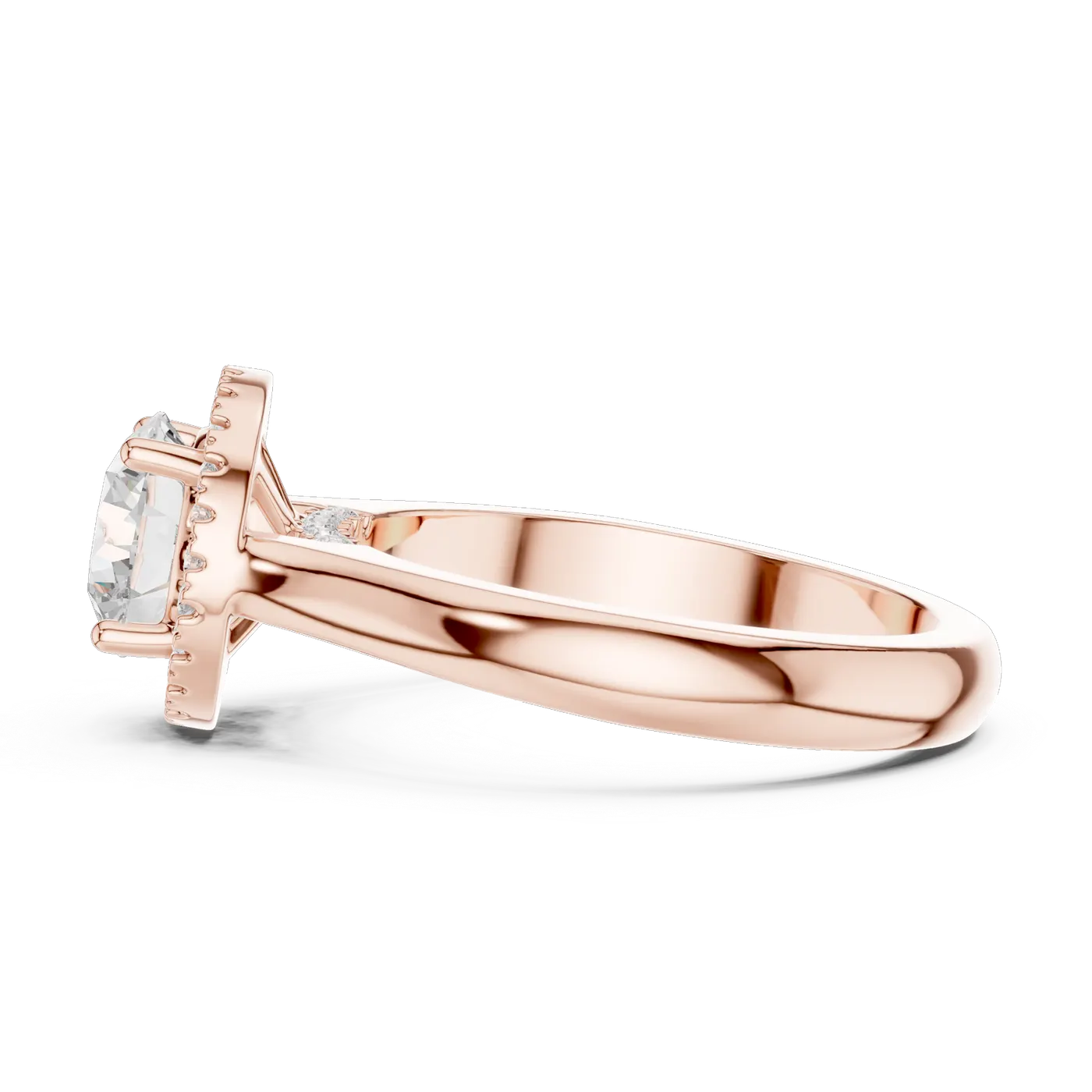 Bague de fiançailles Marguerite 1,29 ct en or rose 18 carats, diamant rond, vue 3
