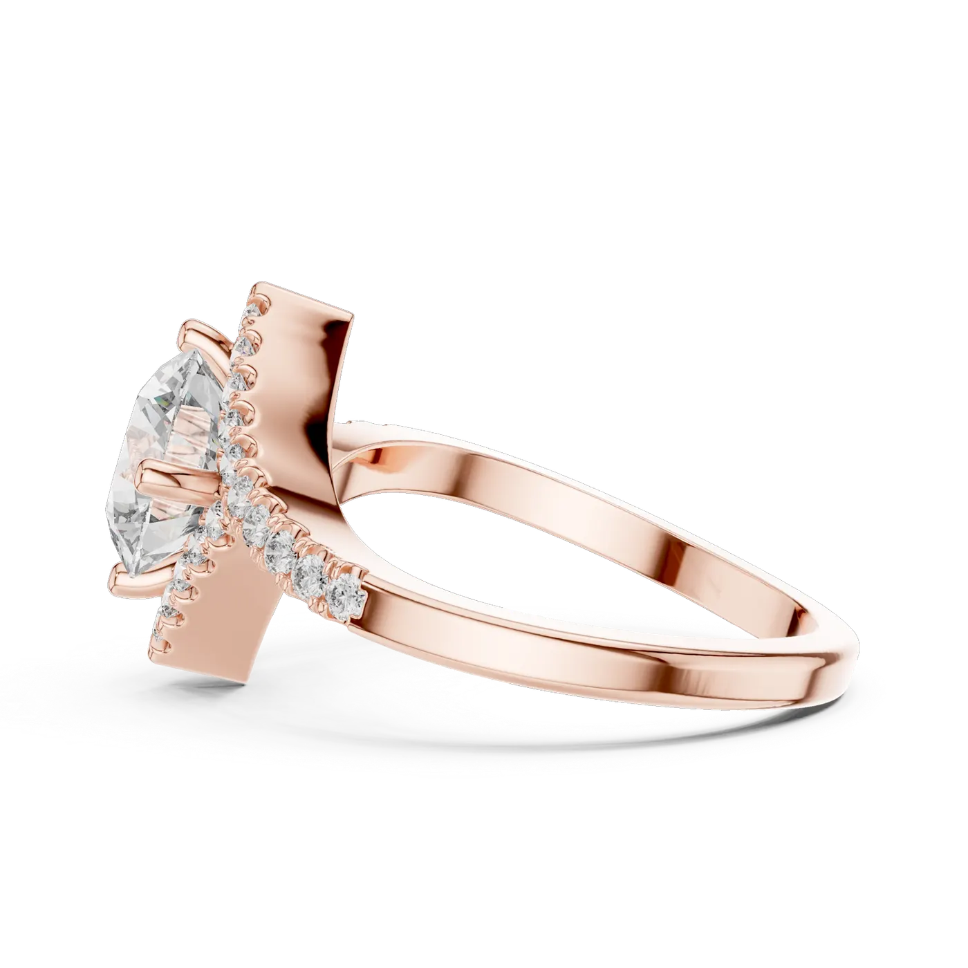 Bague de fiançailles Marguerite 1,46 ct n°2 en or rose 18 carats, diamant rond, vue 3