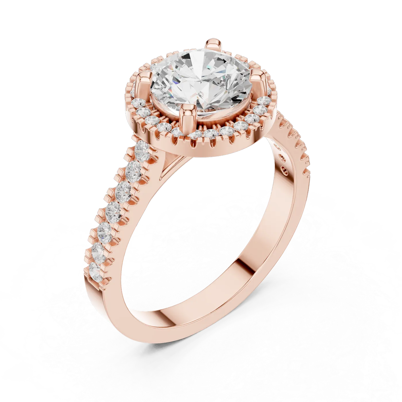 Bague de fiançailles Marguerite 1,52 ct n°2 en or rose 18 carats, diamant rond, vue 2