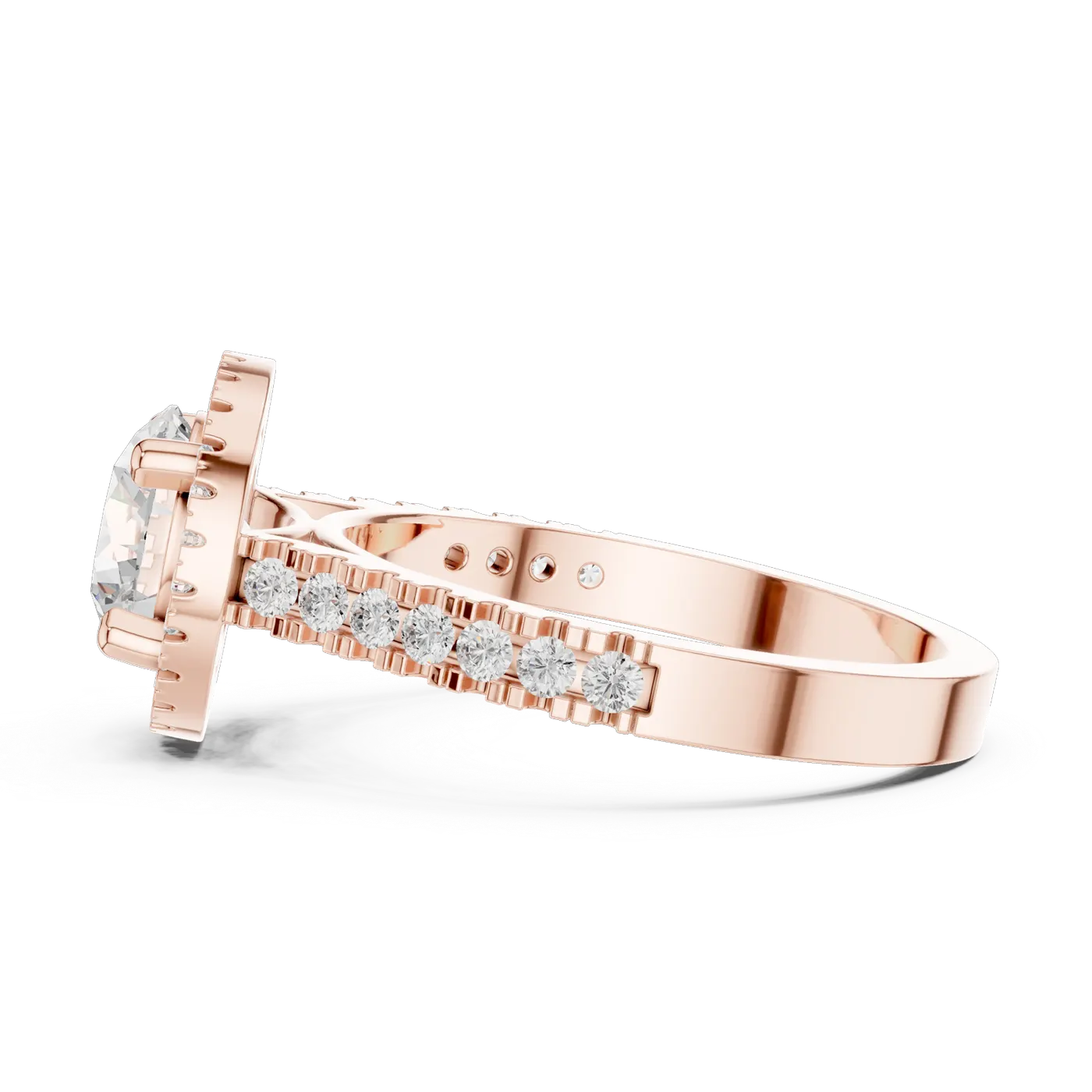 Bague de fiançailles Marguerite 1,52 ct n°2 en or rose 18 carats, diamant rond, vue 4