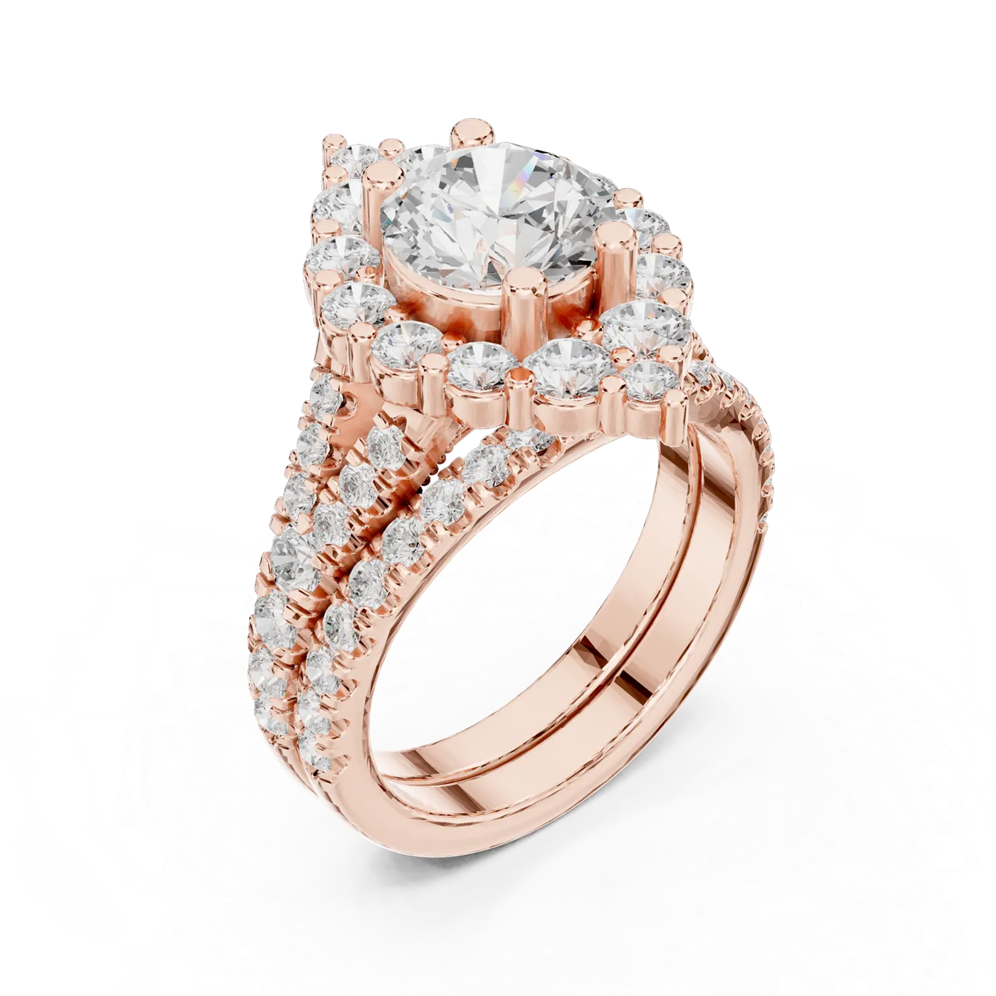 Bague de fiançailles Marguerite 1,58 ct n°2 en or rose 18 carats, diamant rond, vue 2