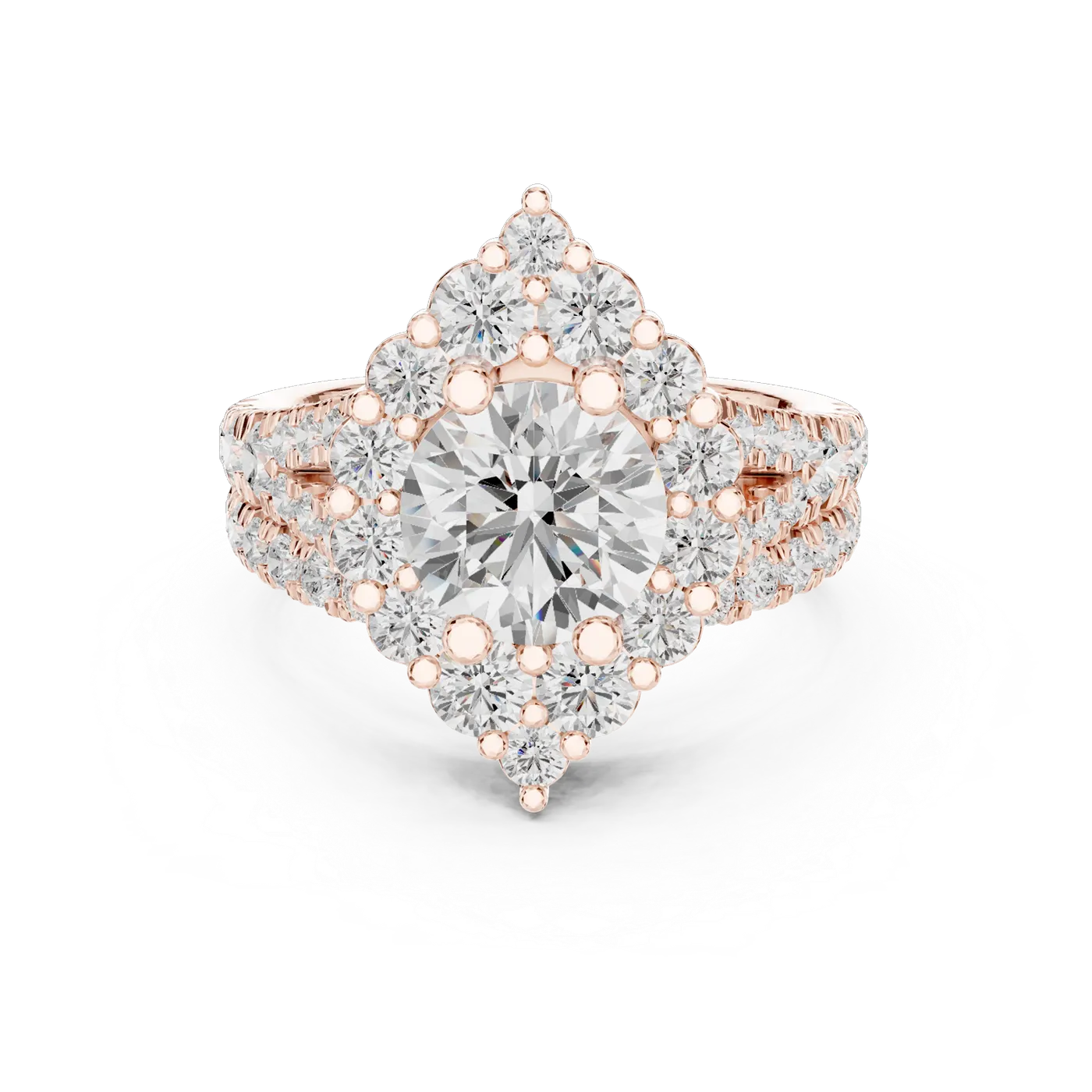 Bague de fiançailles Marguerite 1,58 ct n°2 en or rose 18 carats, diamant rond, vue 4