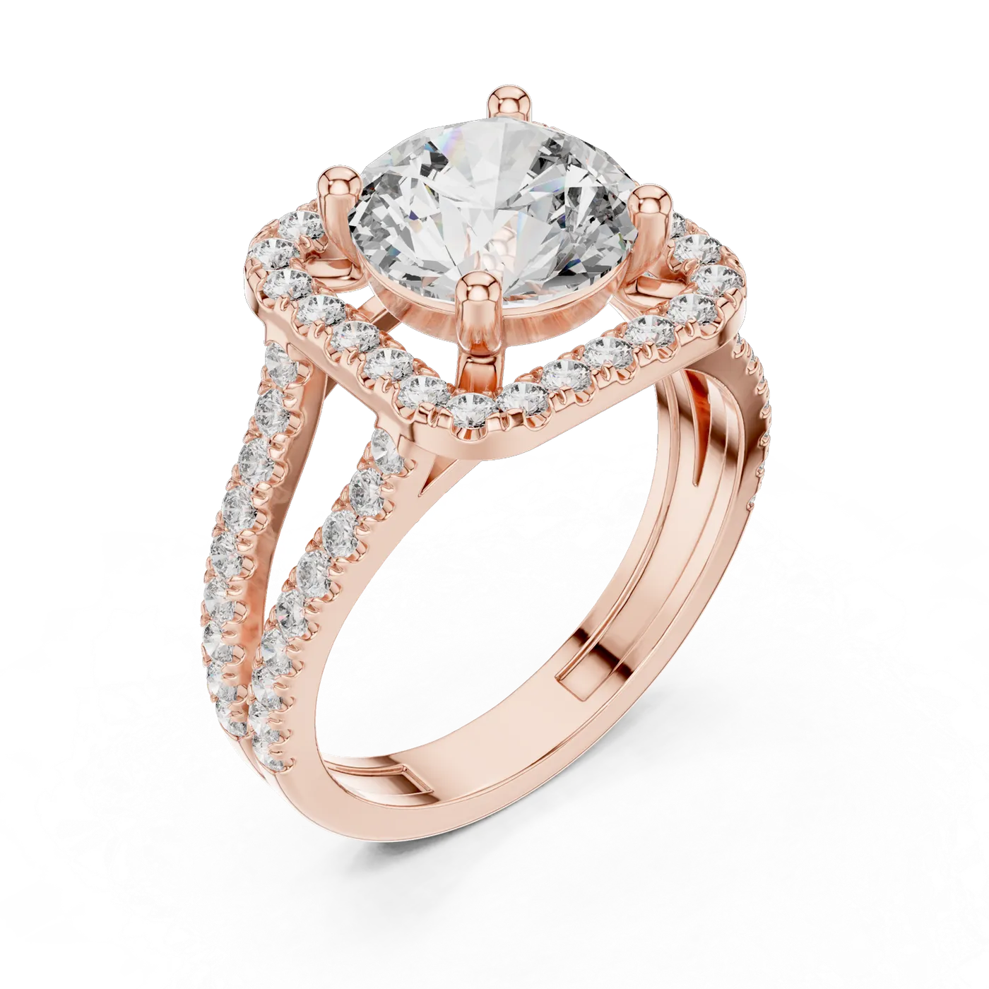 Bague de fiançailles Marguerite 2,07 ct n°3 en or rose 18 carats, diamant rond, vue 2