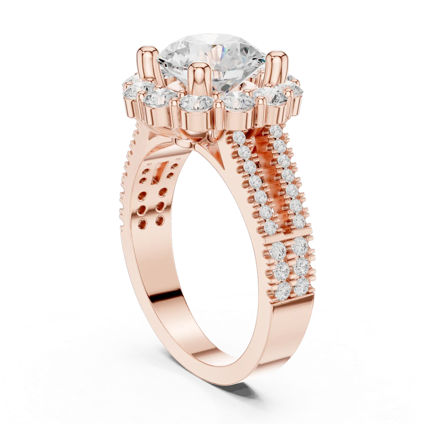 Bague de fiançailles Marguerite 2,07 ct n°4 en or rose 18 carats, diamant rond, vue 1