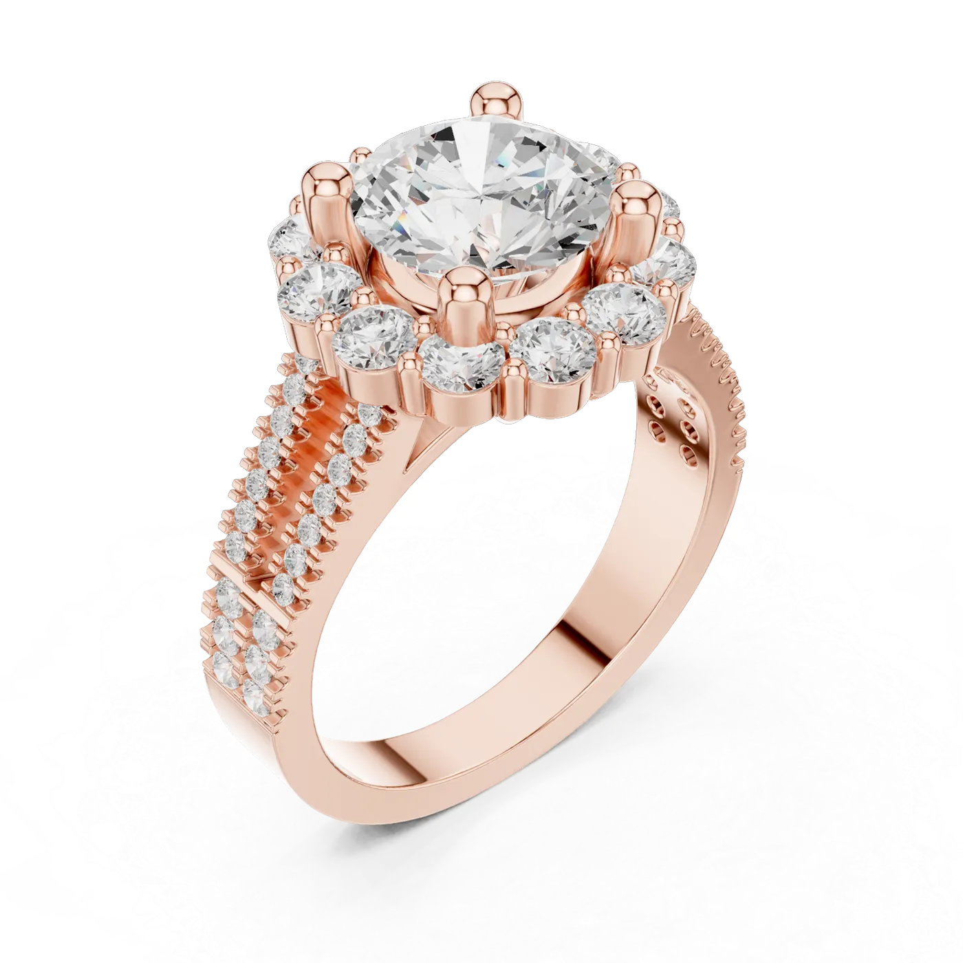Bague de fiançailles Marguerite 2,07 ct n°4 en or rose 18 carats, diamant rond, vue 2
