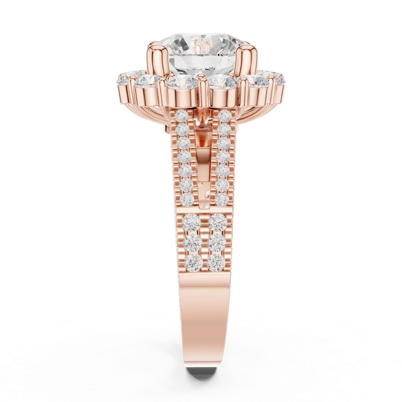 Bague de fiançailles Marguerite 2,07 ct n°4 en or rose 18 carats, diamant rond, vue 3