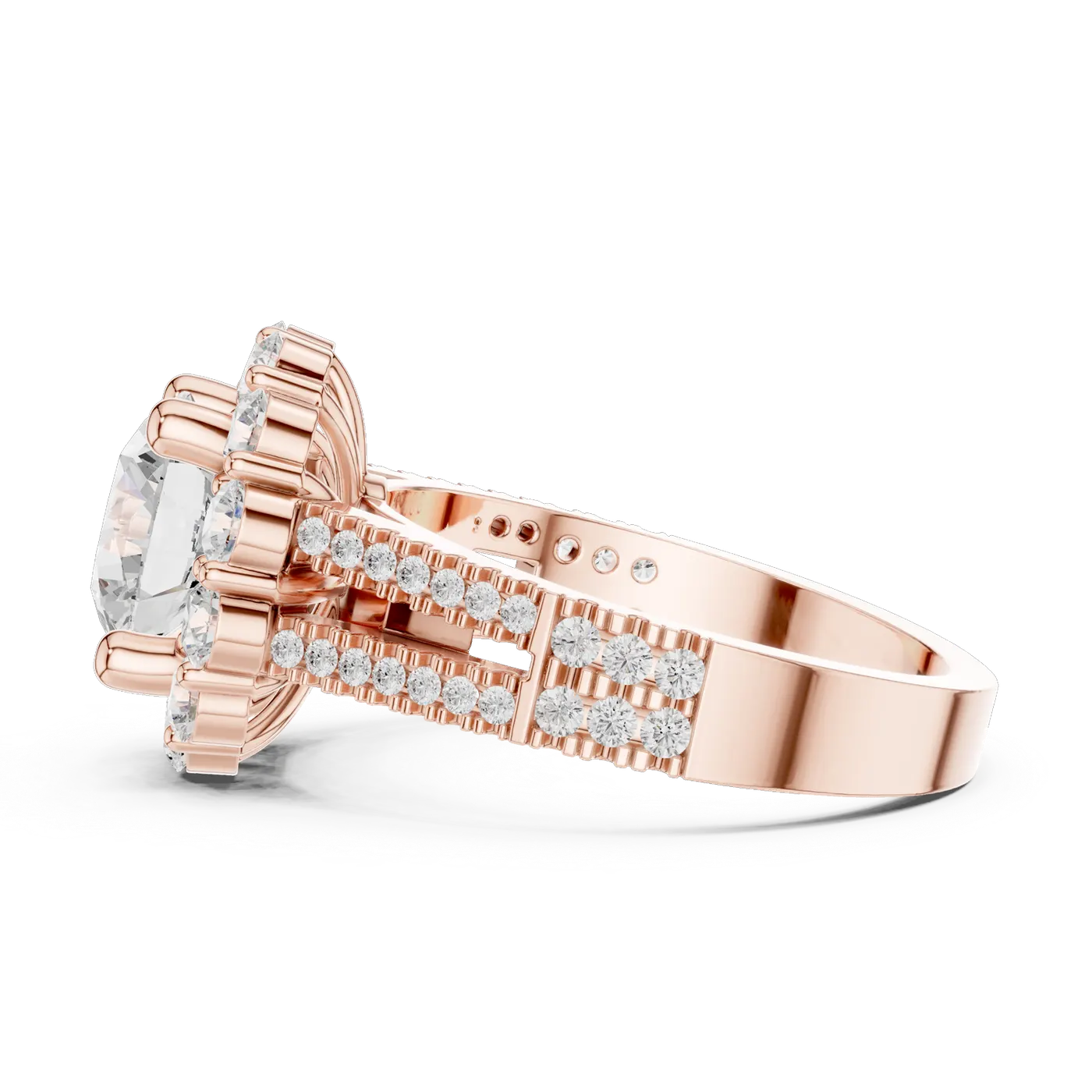 Bague de fiançailles Marguerite 2,07 ct n°4 en or rose 18 carats, diamant rond, vue 4