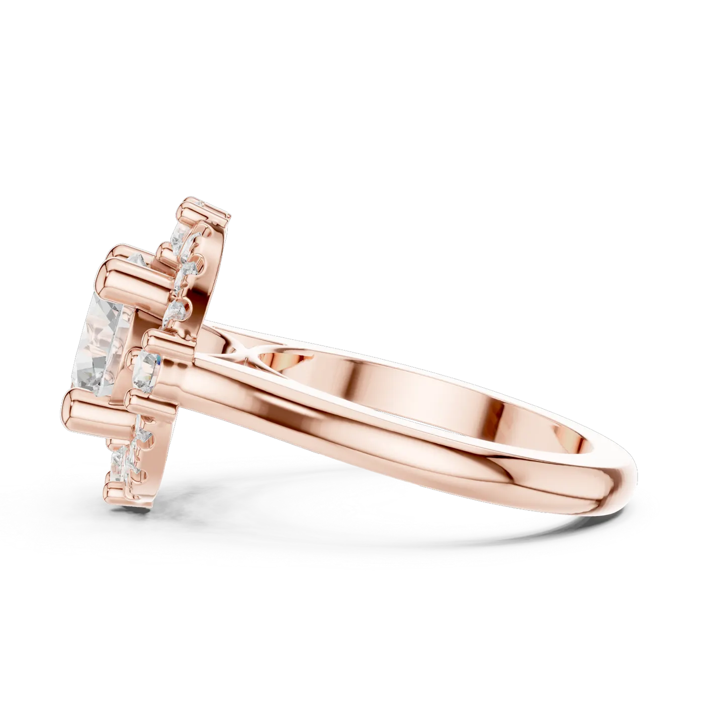 Bague de fiançailles Marguerite 3,11 ct en or rose 18 carats, diamant rond, vue 3