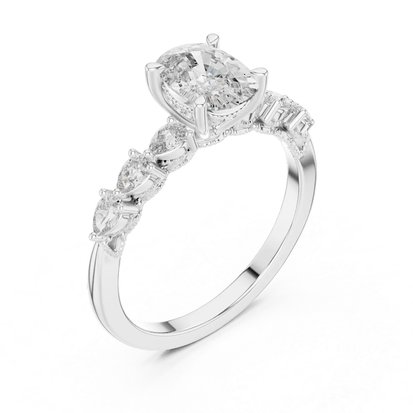 Bague de fiançailles Pivoine 1,06 ct en or blanc 18 carats, diamant coussin, vue 2