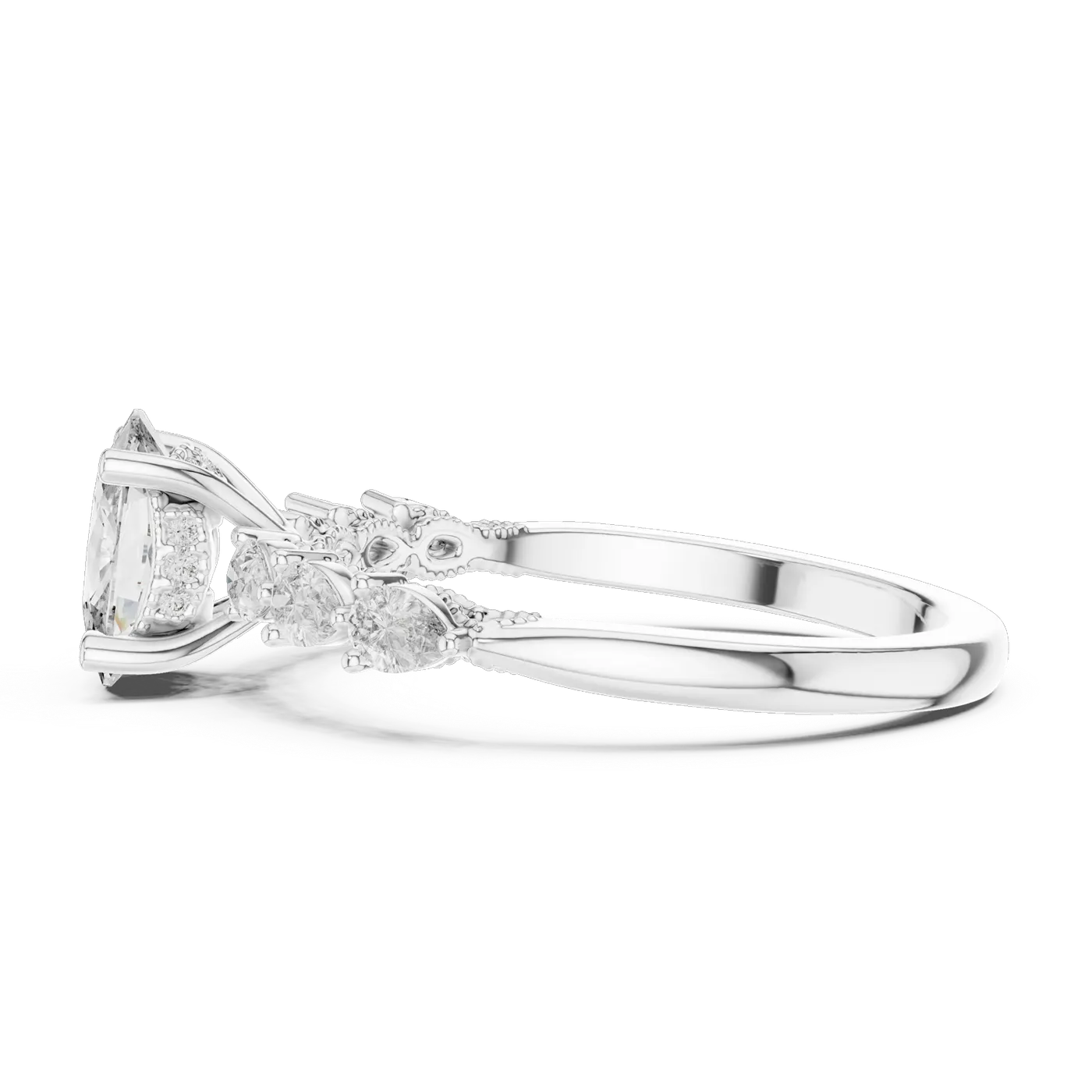 Bague de fiançailles Pivoine 1,06 ct en or blanc 18 carats, diamant coussin, vue 3