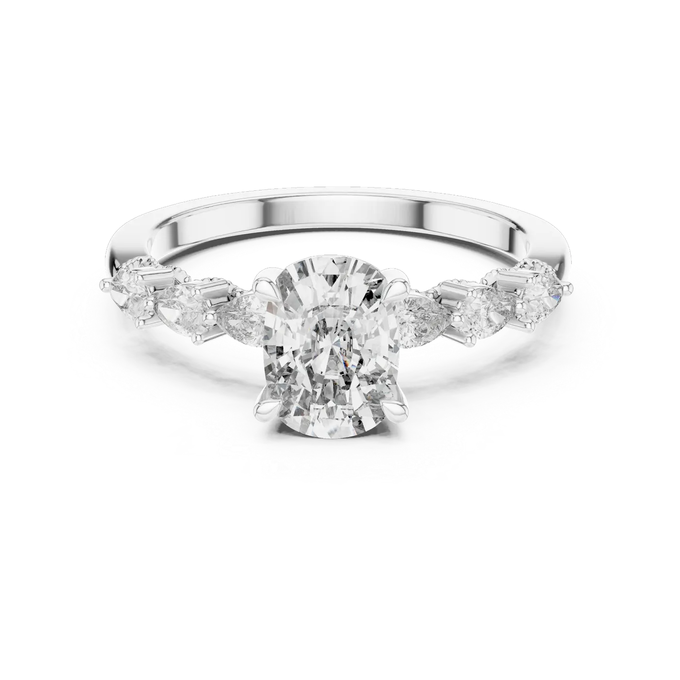 Bague de fiançailles Pivoine 1,06 ct en or blanc 18 carats, diamant coussin, vue 4