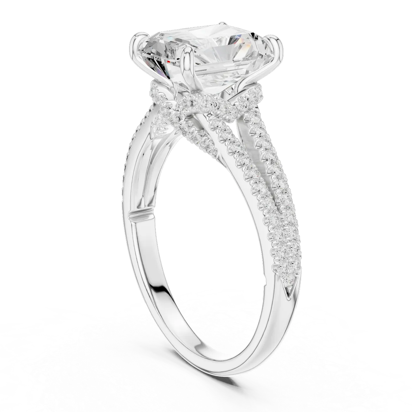 Bague de fiançailles Pivoine 5,86 ct en or blanc 18 carats, diamant coussin, vue 1