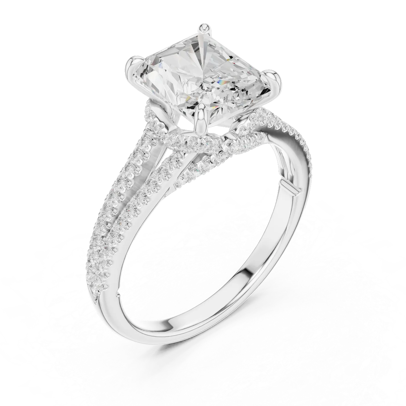 Bague de fiançailles Pivoine 5,86 ct en or blanc 18 carats, diamant coussin, vue 2