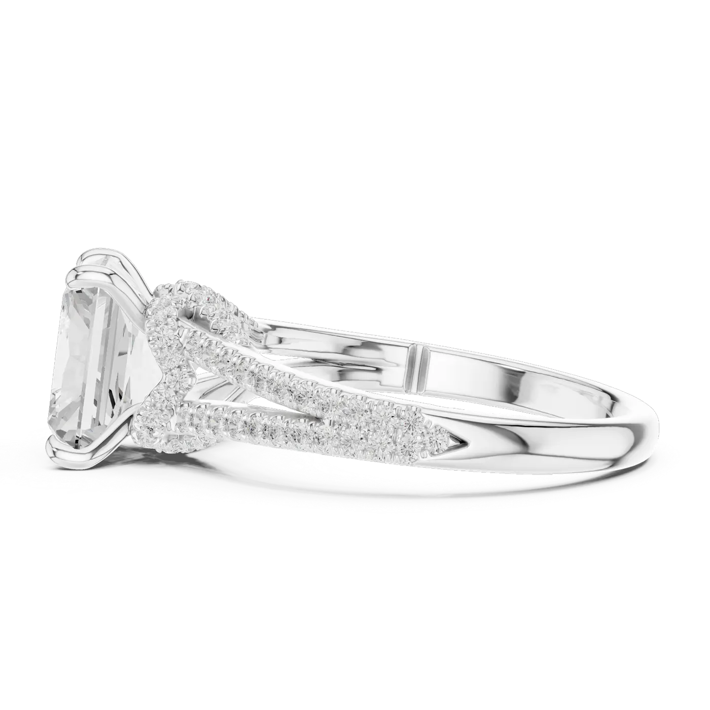 Bague de fiançailles Pivoine 5,86 ct en or blanc 18 carats, diamant coussin, vue 3